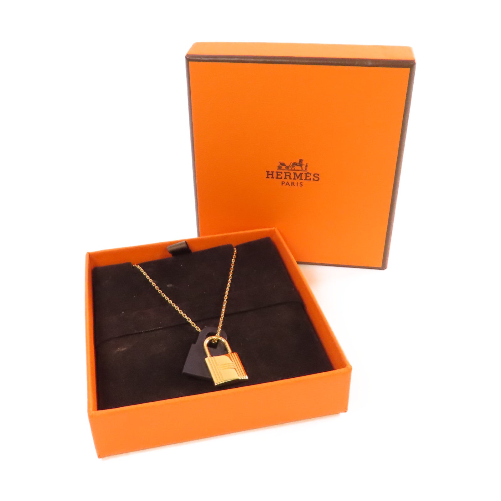 HERMES 金屬/Swift皮革O'Kelly Necklace項鏈金色/黑色