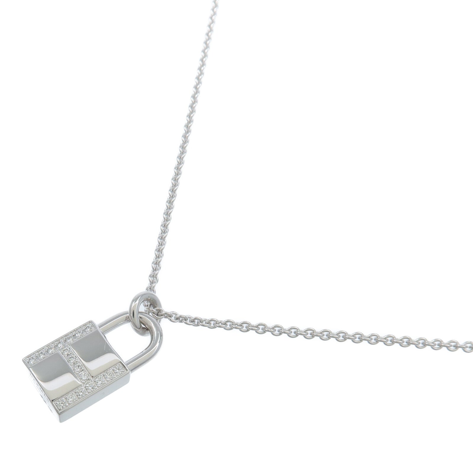 HERMES 18K白金Kelly Cadenas Pendant鑽石項鍊
