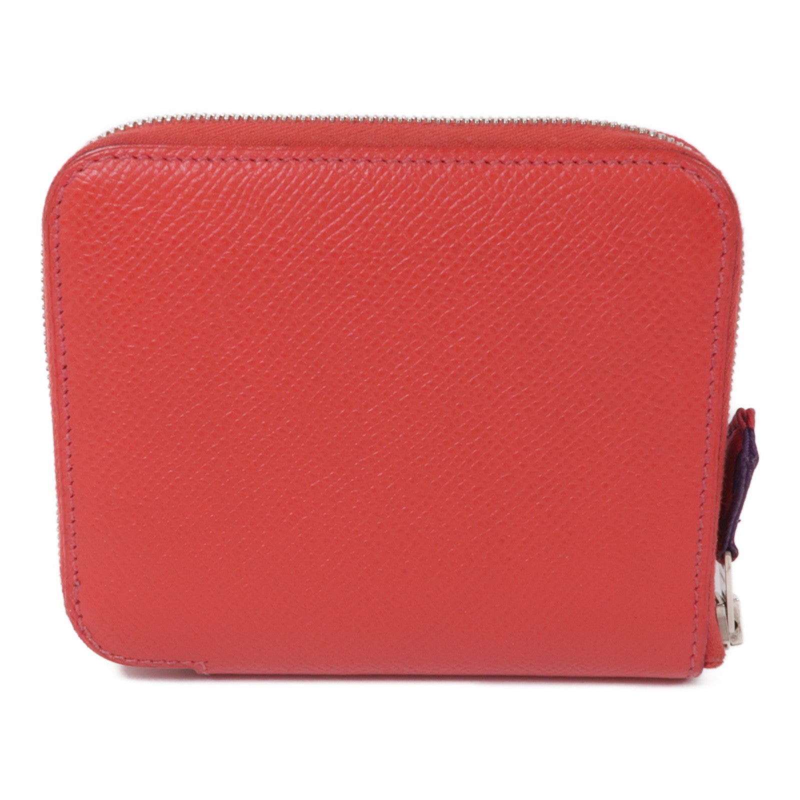 HERMES 【激減優惠】Epsom皮革Silk in Compact Wallet銀扣錢包Bougainvillier