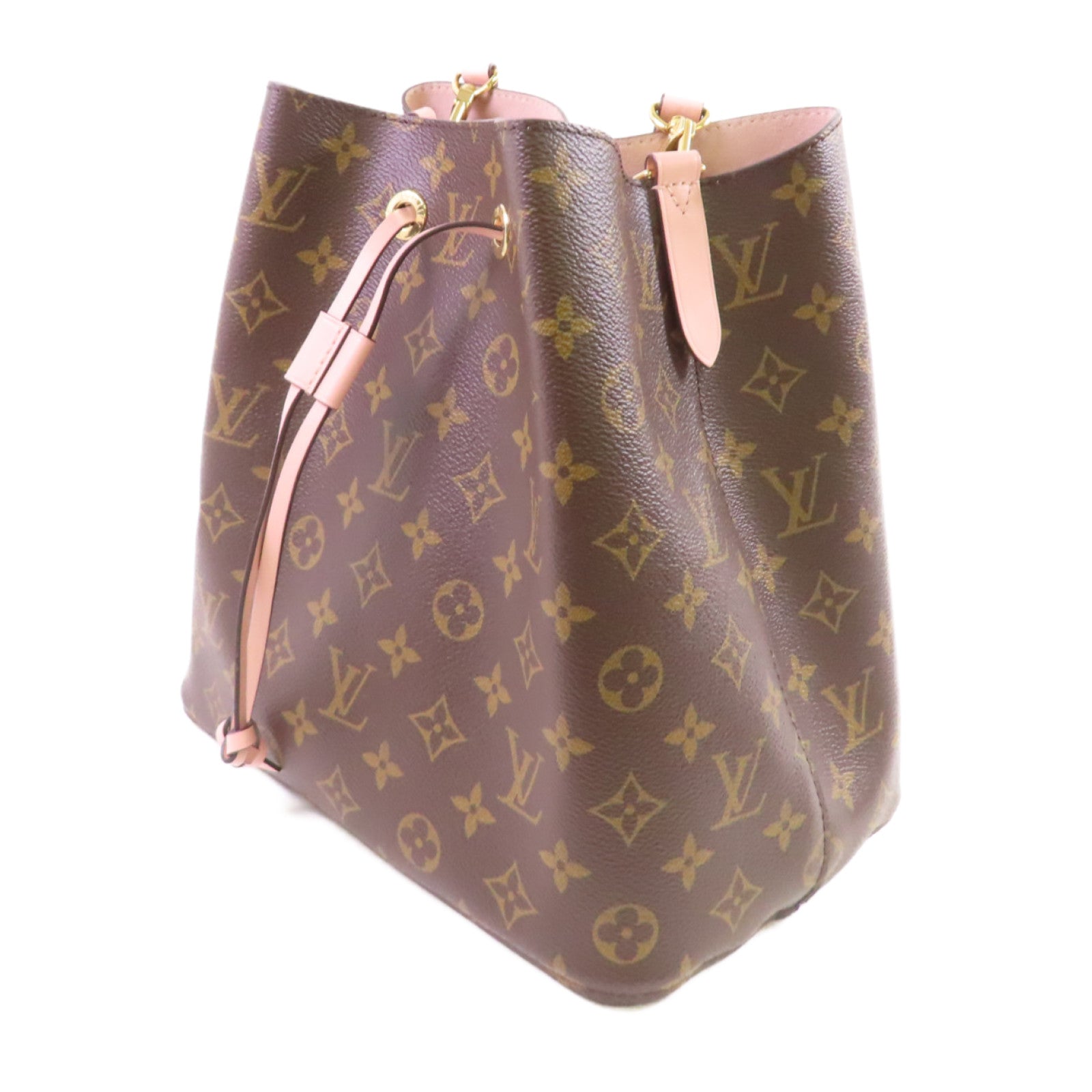 LOUIS VUITTON Monogram NeoNoe MM Shoulder Bag金扣肩背袋啡色/粉紅色