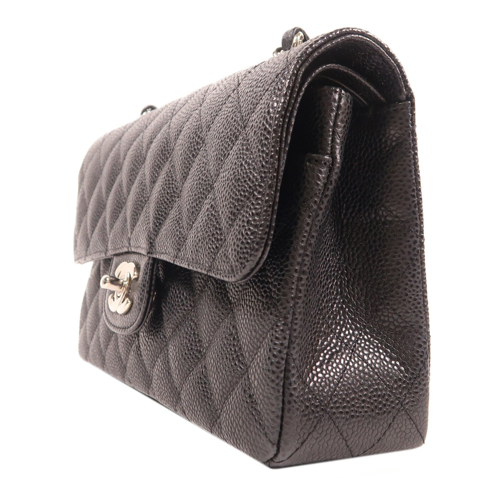 CHANEL 牛皮皮革Classic 23銀扣鏈帶肩背袋黑色