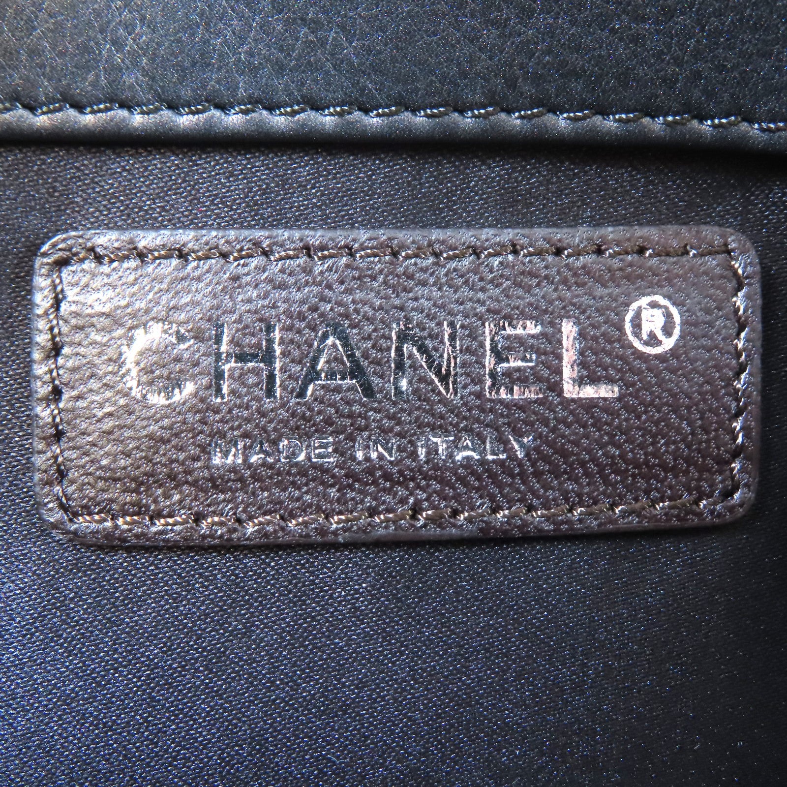 CHANEL 菱格牛皮皮革Chain Shoulder銀扣鏈帶肩背袋灰色