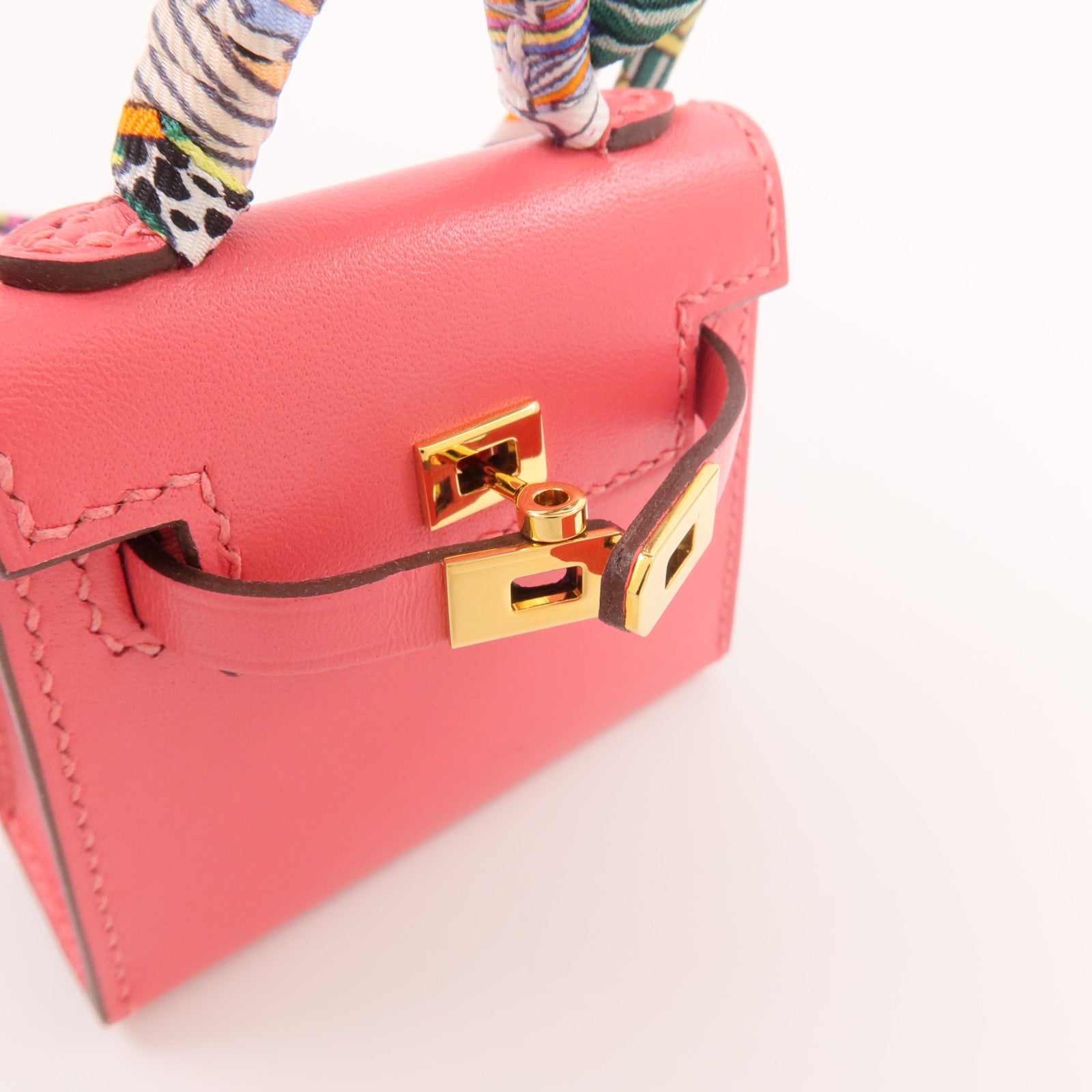 HERMES 【激減優惠】Tadelakt皮革Mini Kelly Twilly Bag掛飾Rose Azalee