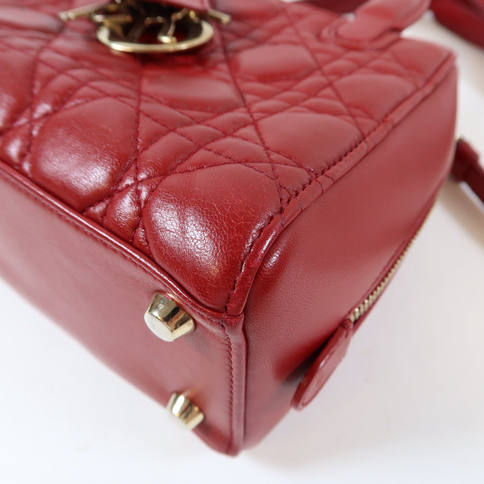 Dior 羊皮皮革Lily Bag金扣手挽肩背兩用袋紅色