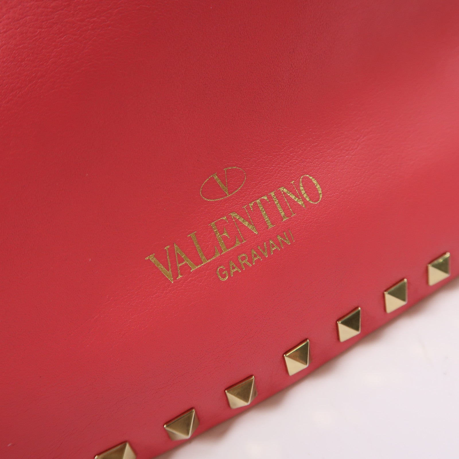 Valentino 皮革Pouch金扣手拿包粉紅色