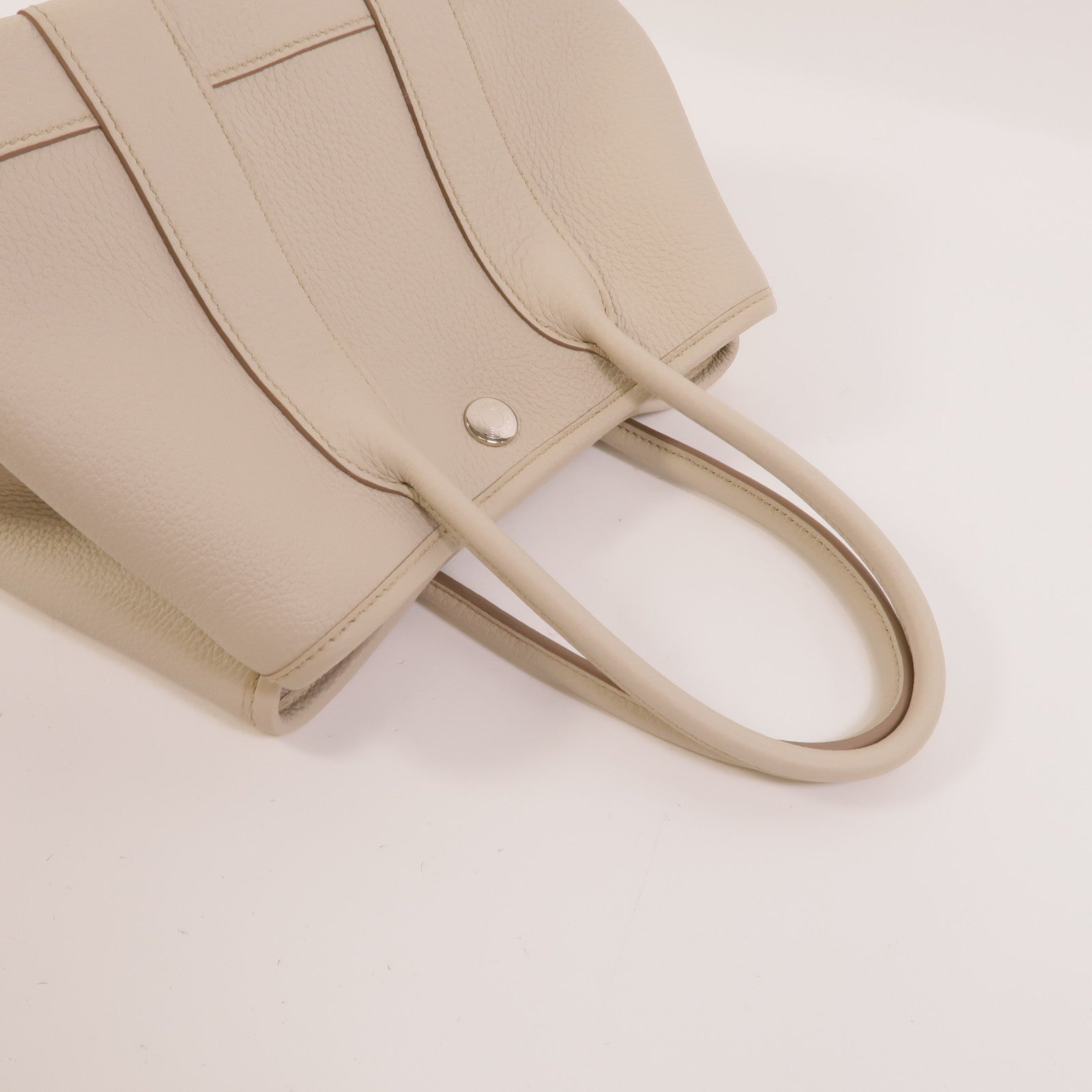 HERMES Clemence皮革Garden Party TPM手挽袋Craie