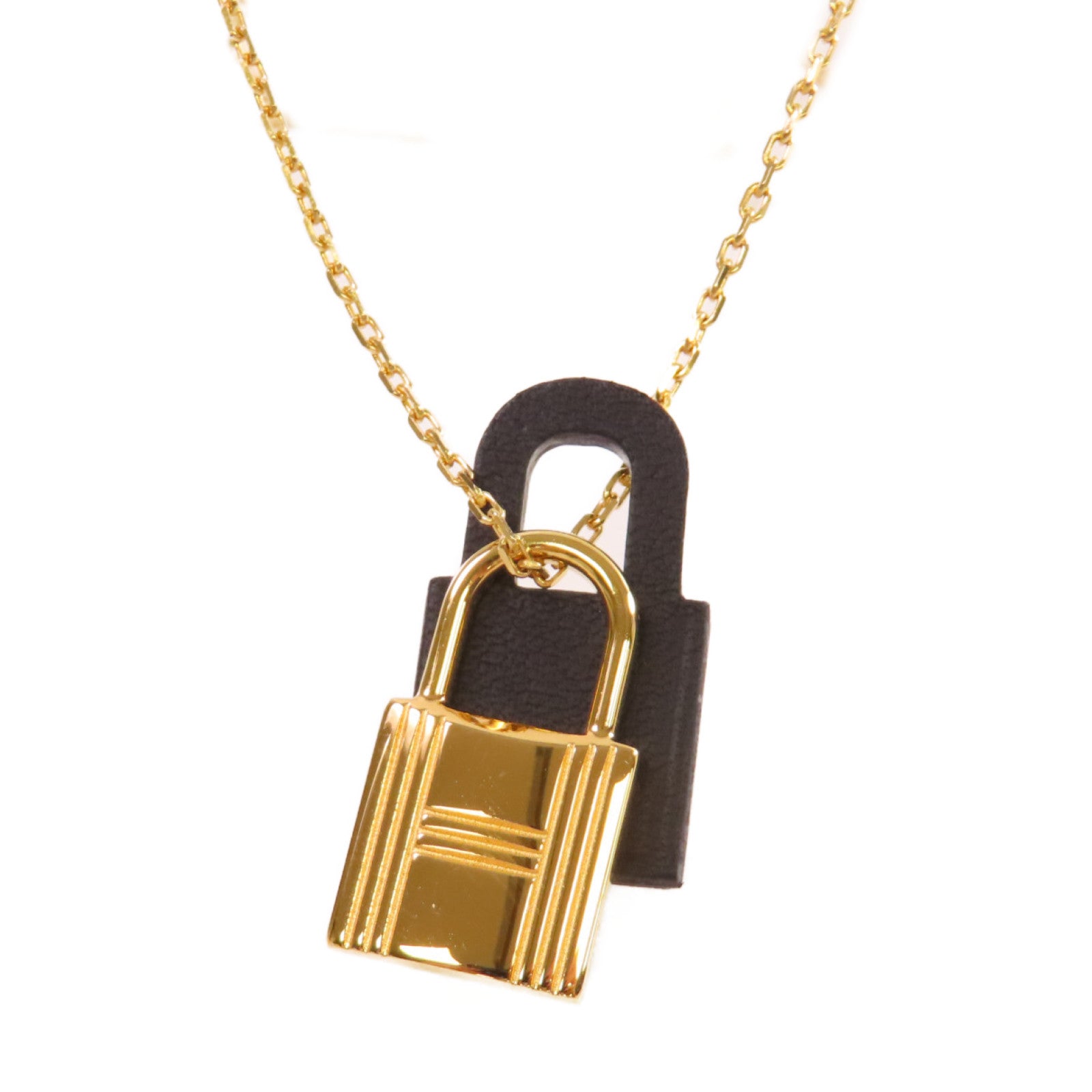 HERMES 金屬/Swift皮革O'Kelly Necklace項鏈金色/黑色