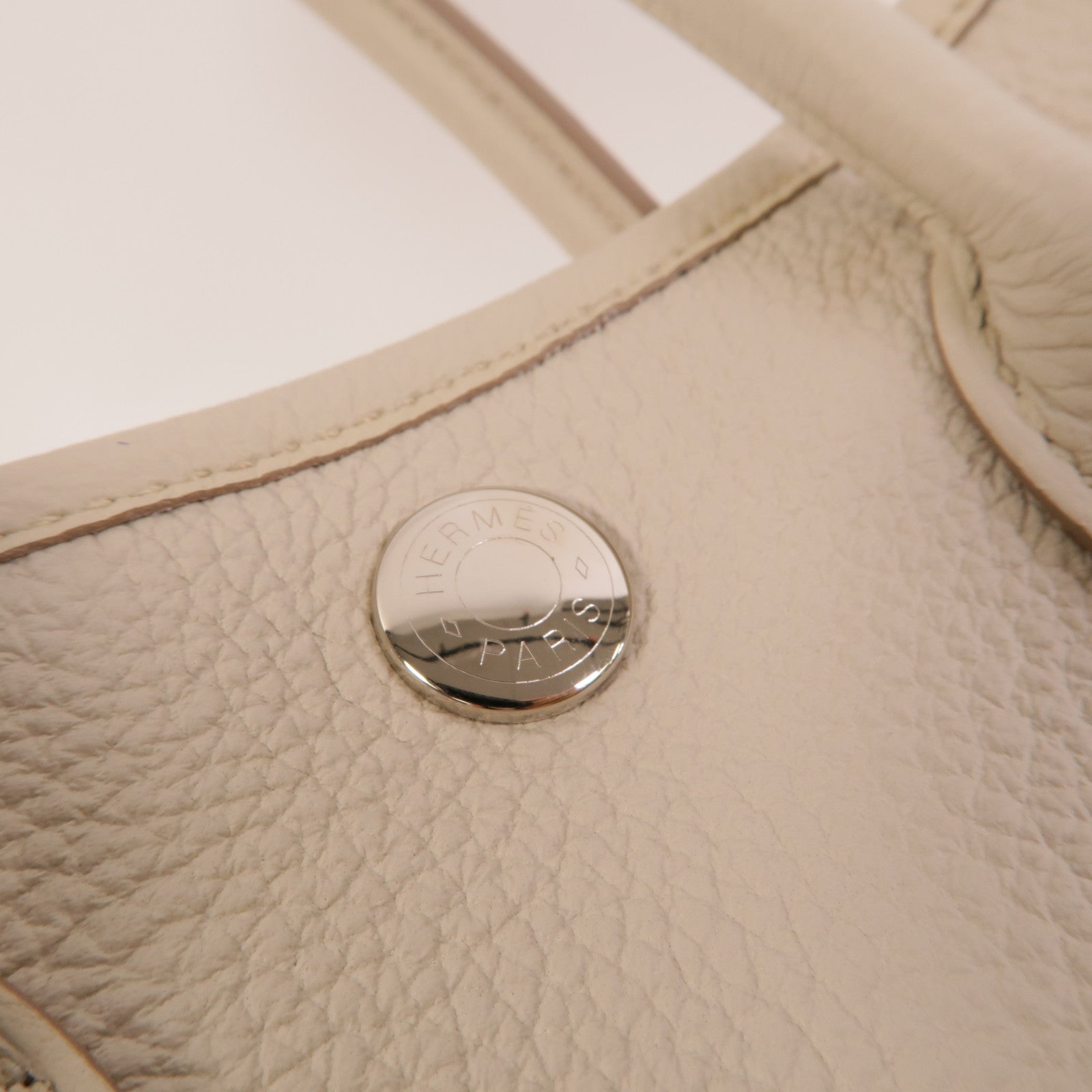 HERMES Clemence皮革Garden Party TPM手挽袋Craie