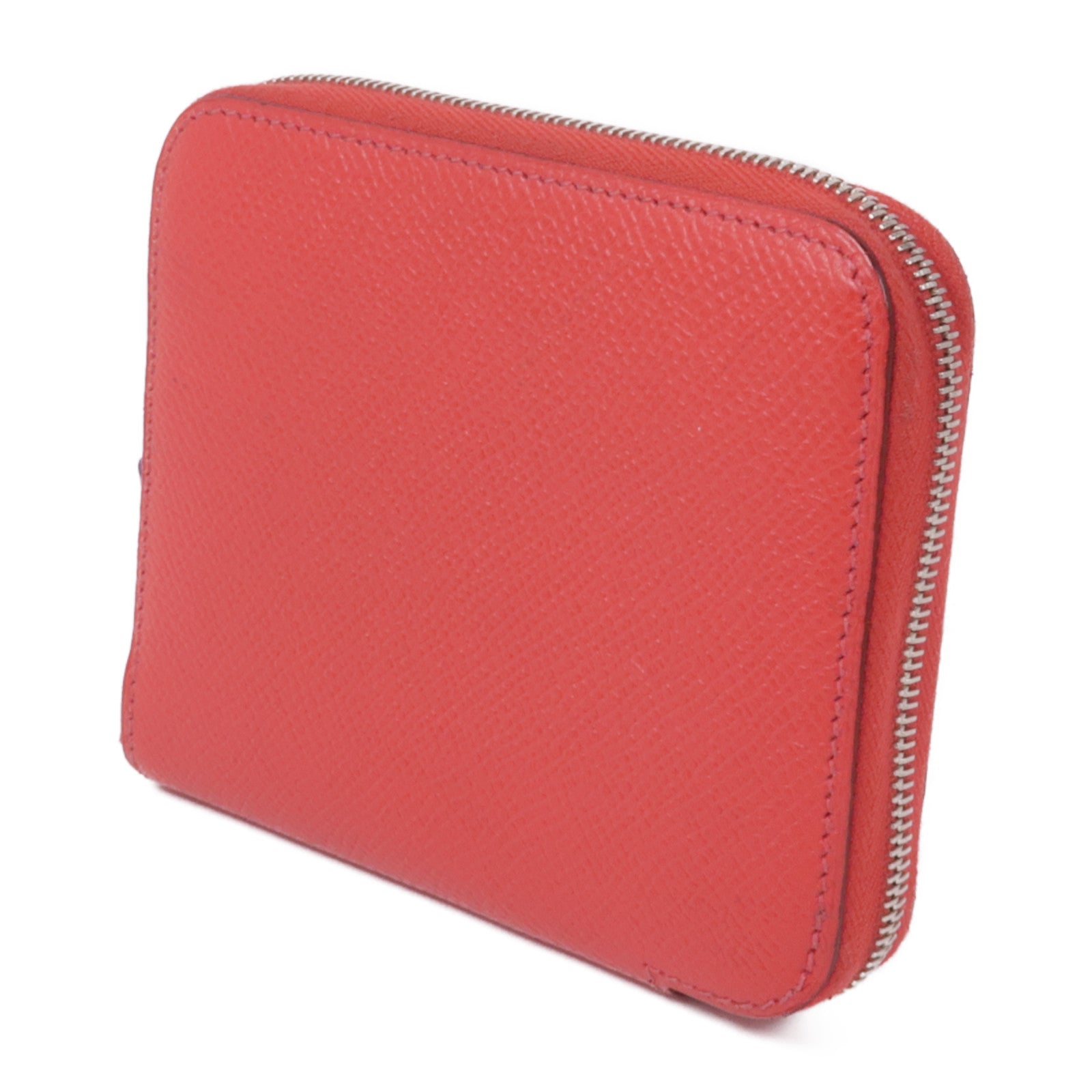 HERMES 【激減優惠】Epsom皮革Silk in Compact Wallet銀扣錢包Bougainvillier