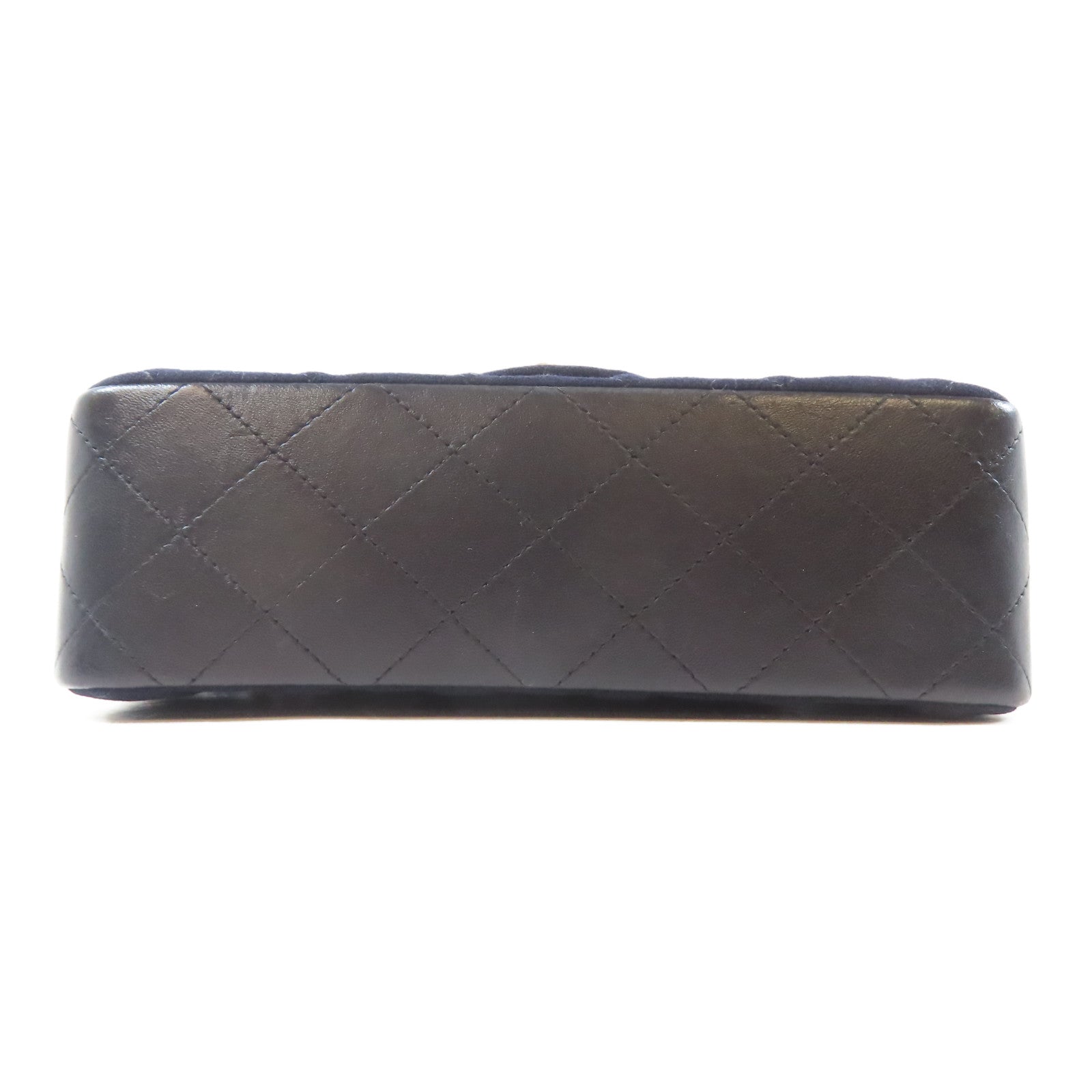CHANEL 【激減優惠】菱格羊毛Mini Classic Chain Shoulder Bag金扣鏈帶肩背袋深藍色