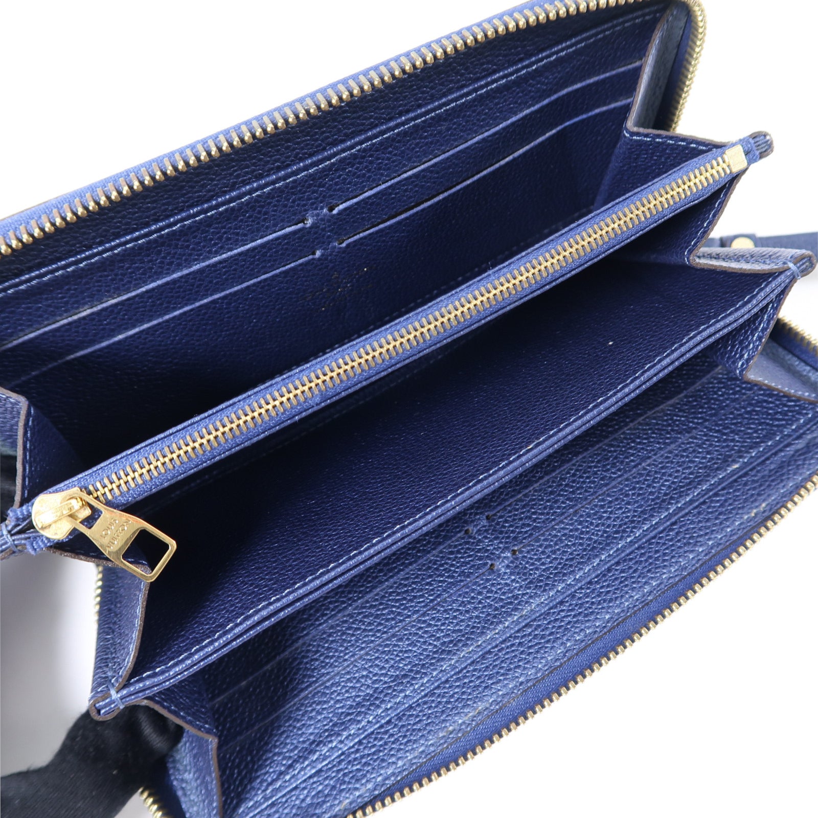 LOUIS VUITTON Monogram Empreinte Zippy Long Wallet金扣長錢包藍色