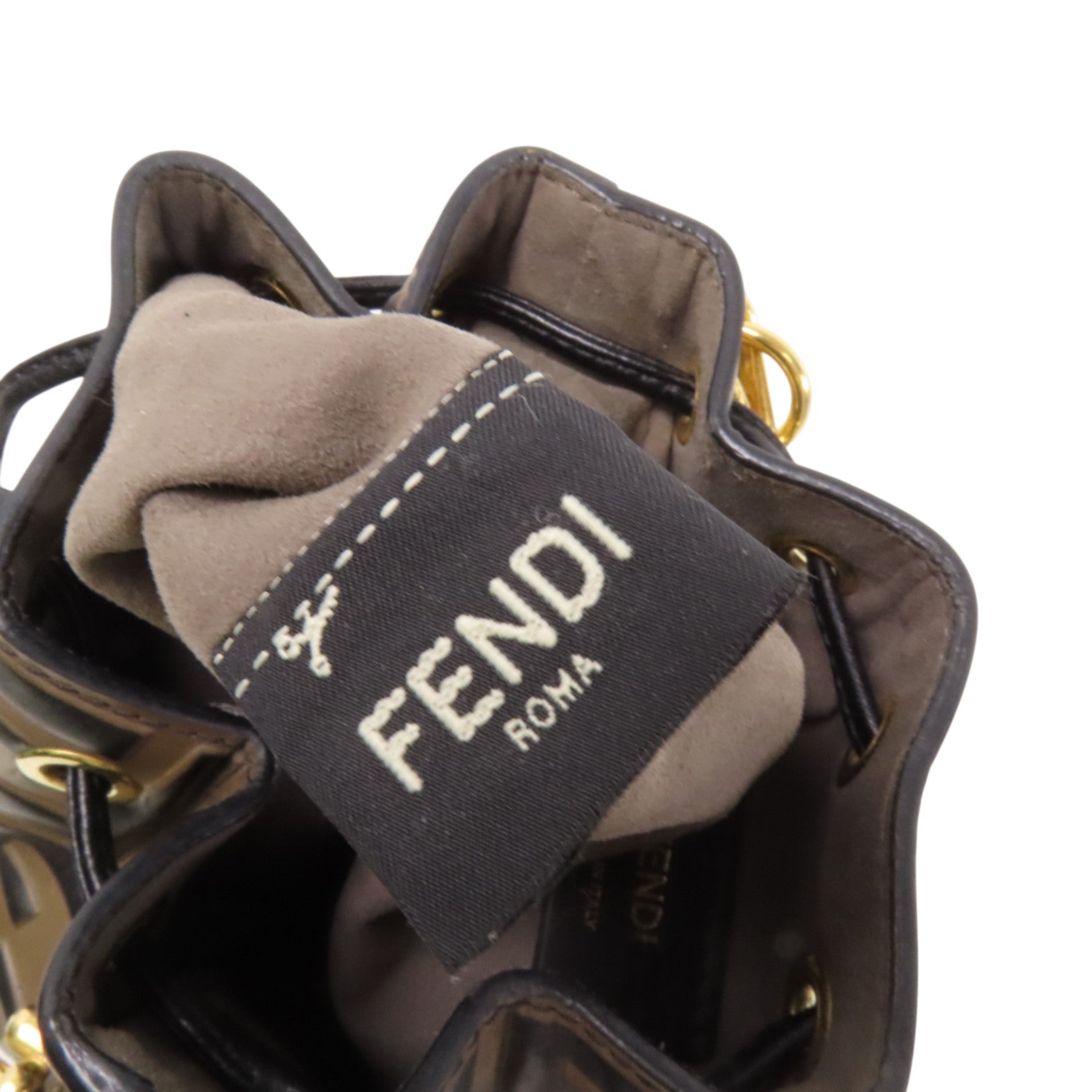 FENDI 牛皮皮革Mon Tresor Mini金扣手挽肩背兩用袋