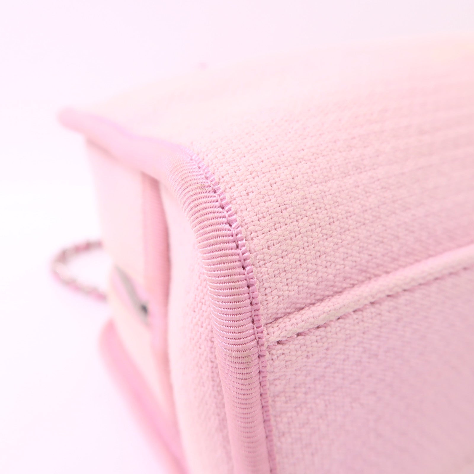 CHANEL 帆布Deauville Bowling Bag銀扣手挽肩背兩用袋