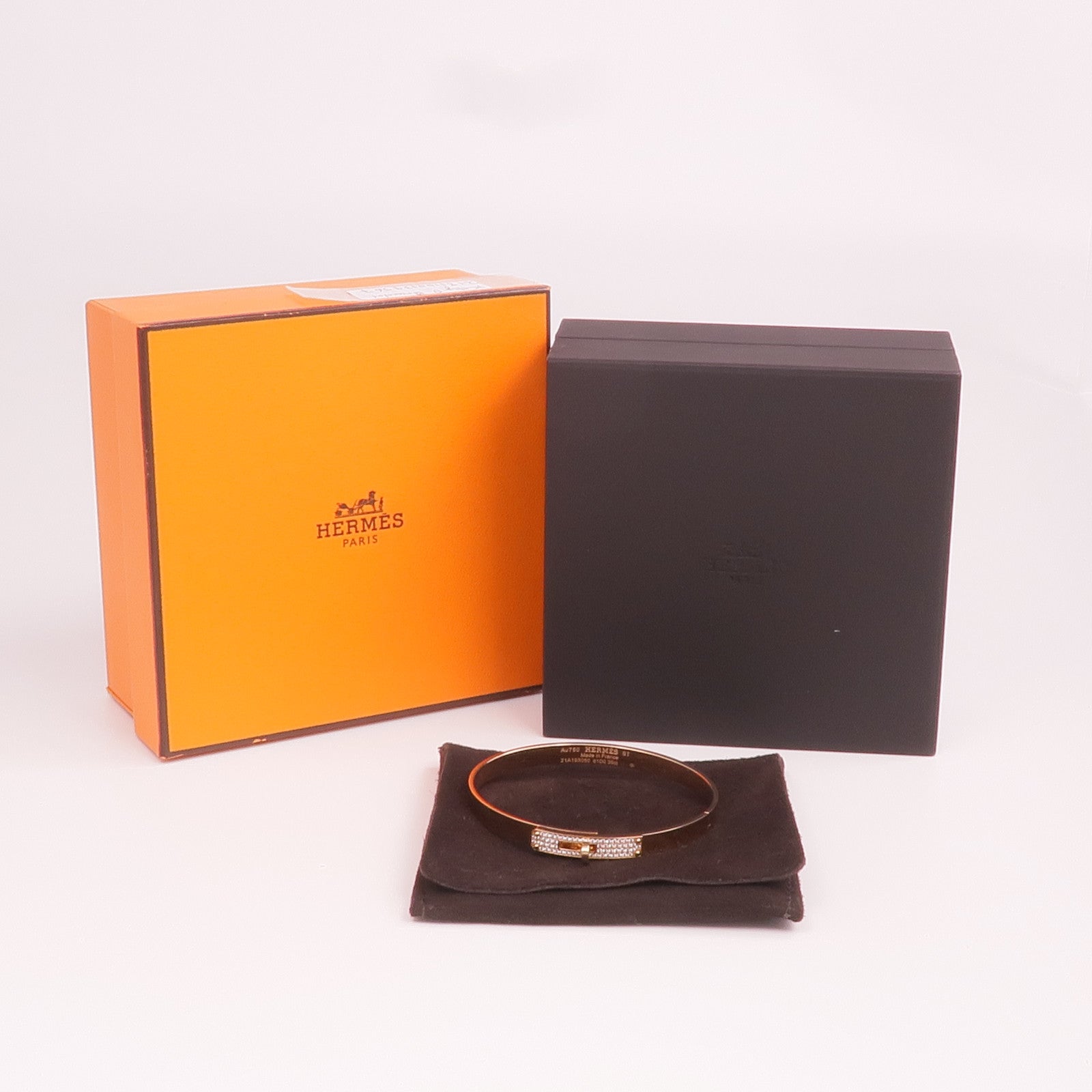 HERMES 18K玫瑰金Kelly Diamond Bracelet鑽石手鐲