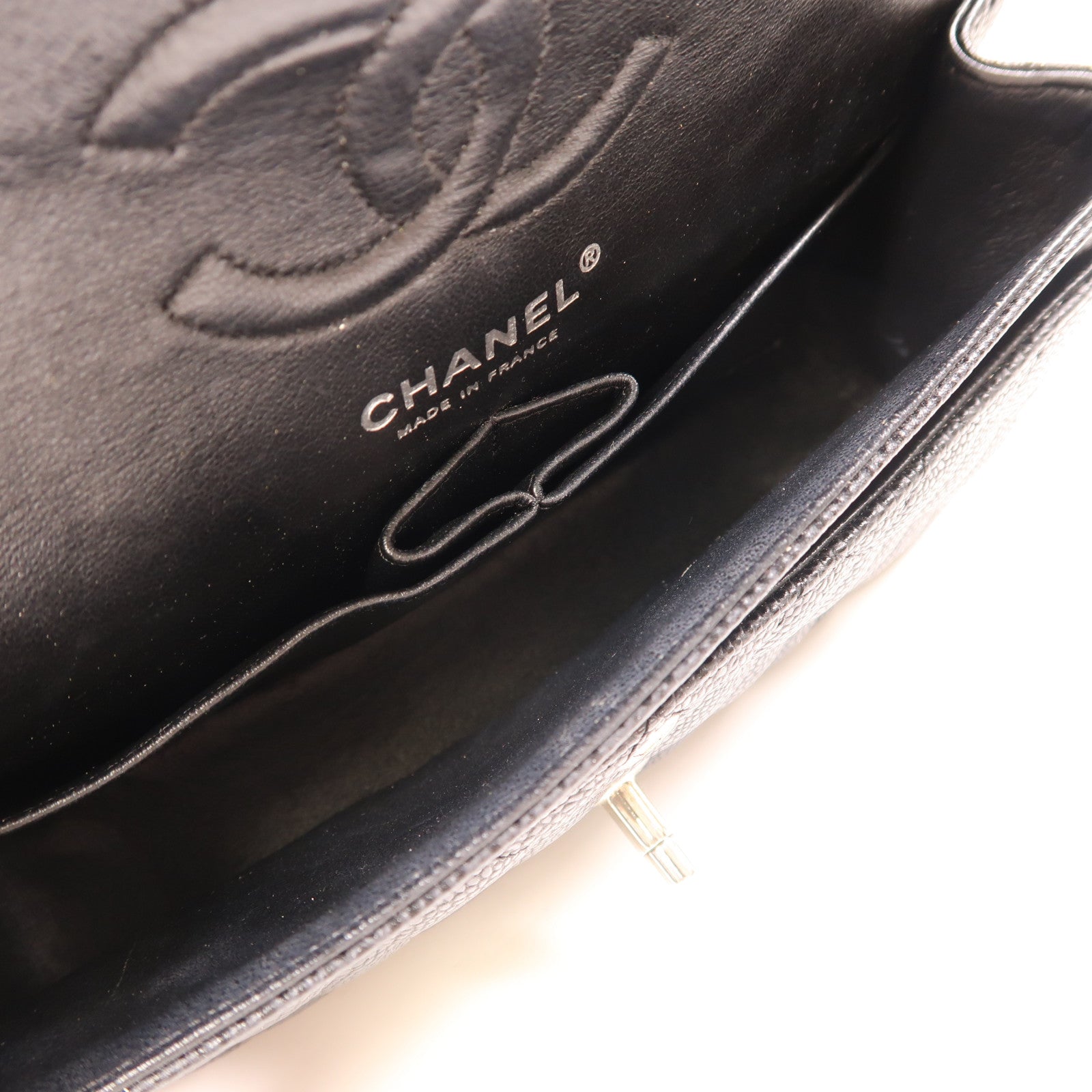 CHANEL 牛皮皮革Classic 23銀扣鏈帶肩背袋黑色