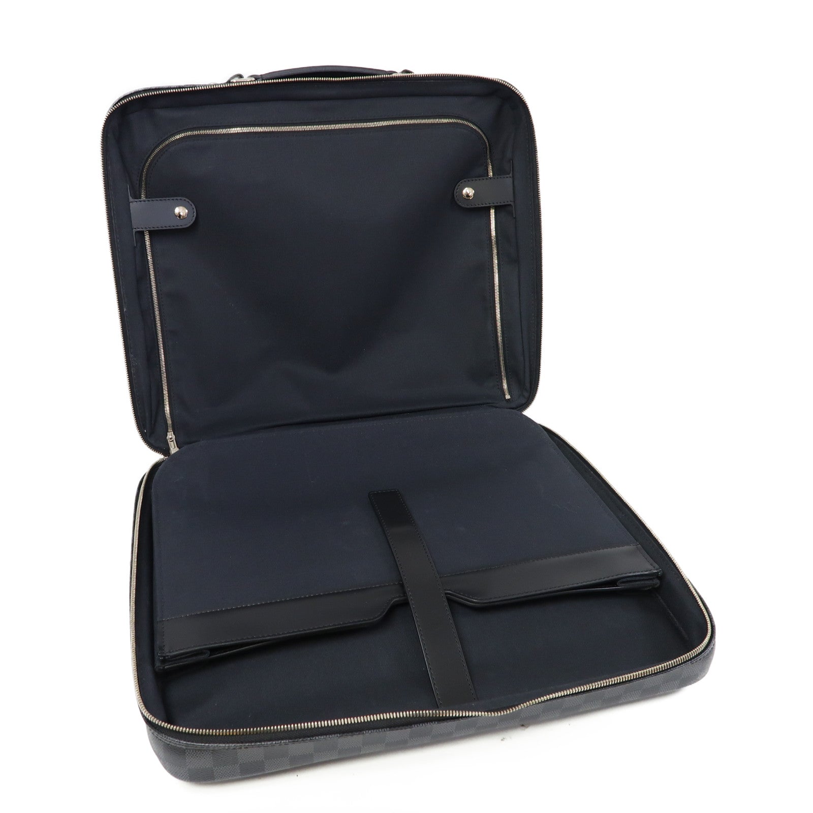 LOUIS VUITTON Damier Graphite Pilot Case銀扣行李箱黑色
