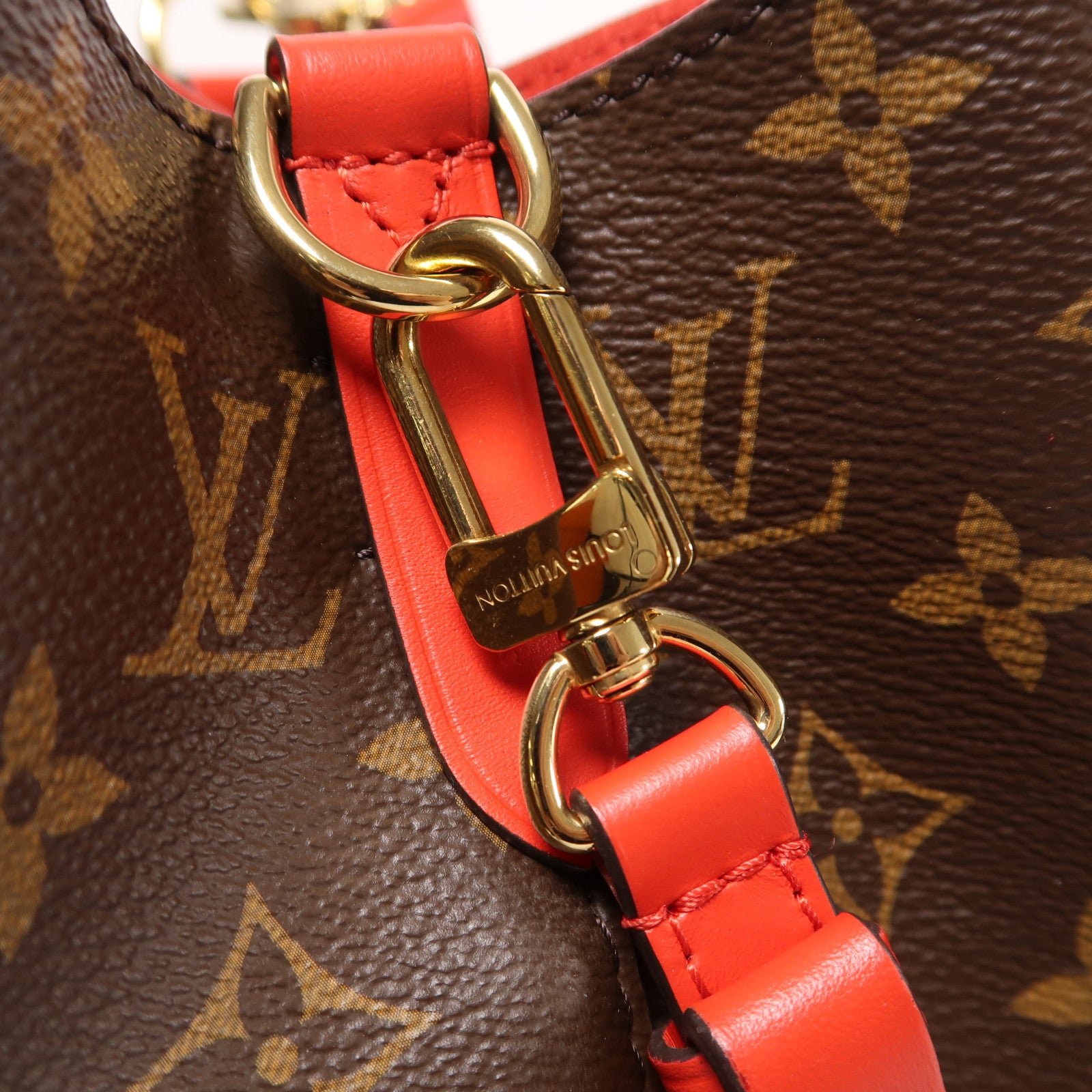 LOUIS VUITTON GHW Neo Noe Bucket Bag Shoulder Handbag M44021 Monogram Coquelicot