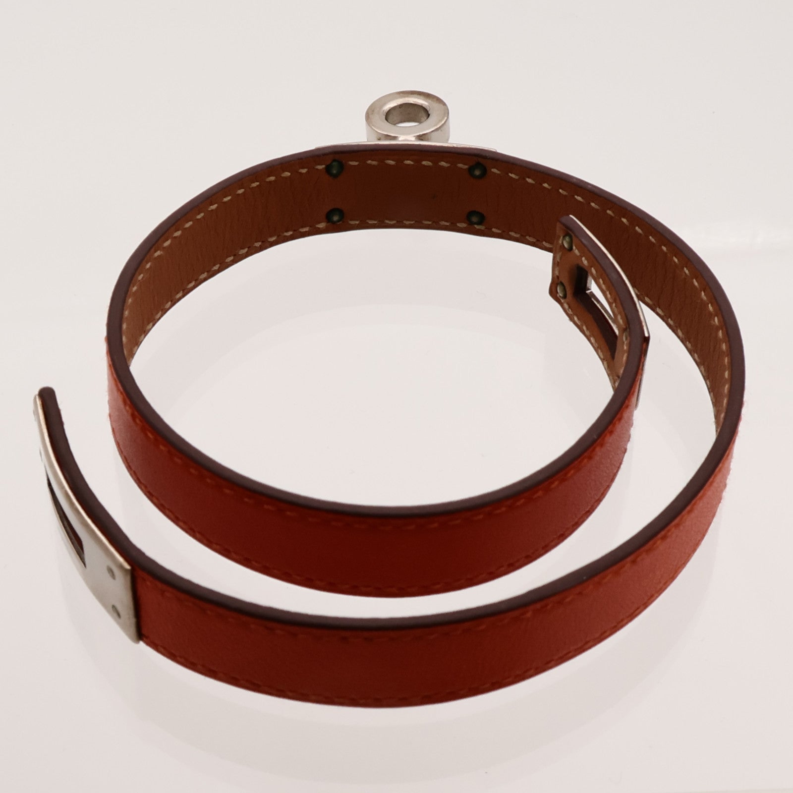 HERMES 【激減優惠】Swift皮革Kelly Double Tour Bracelet銀扣手帶Orange