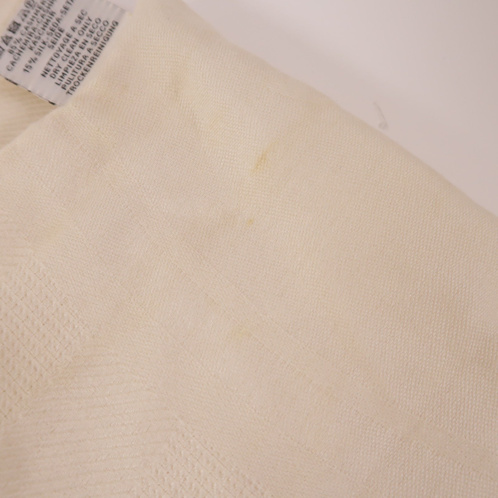 HERMES Scarf White Cashmere Silk