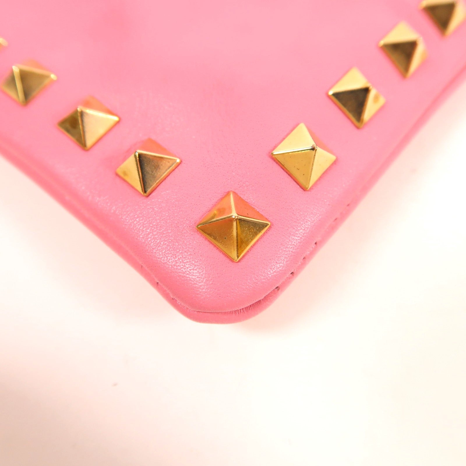 Valentino 牛皮皮革Clutch金扣手拿包粉紅色