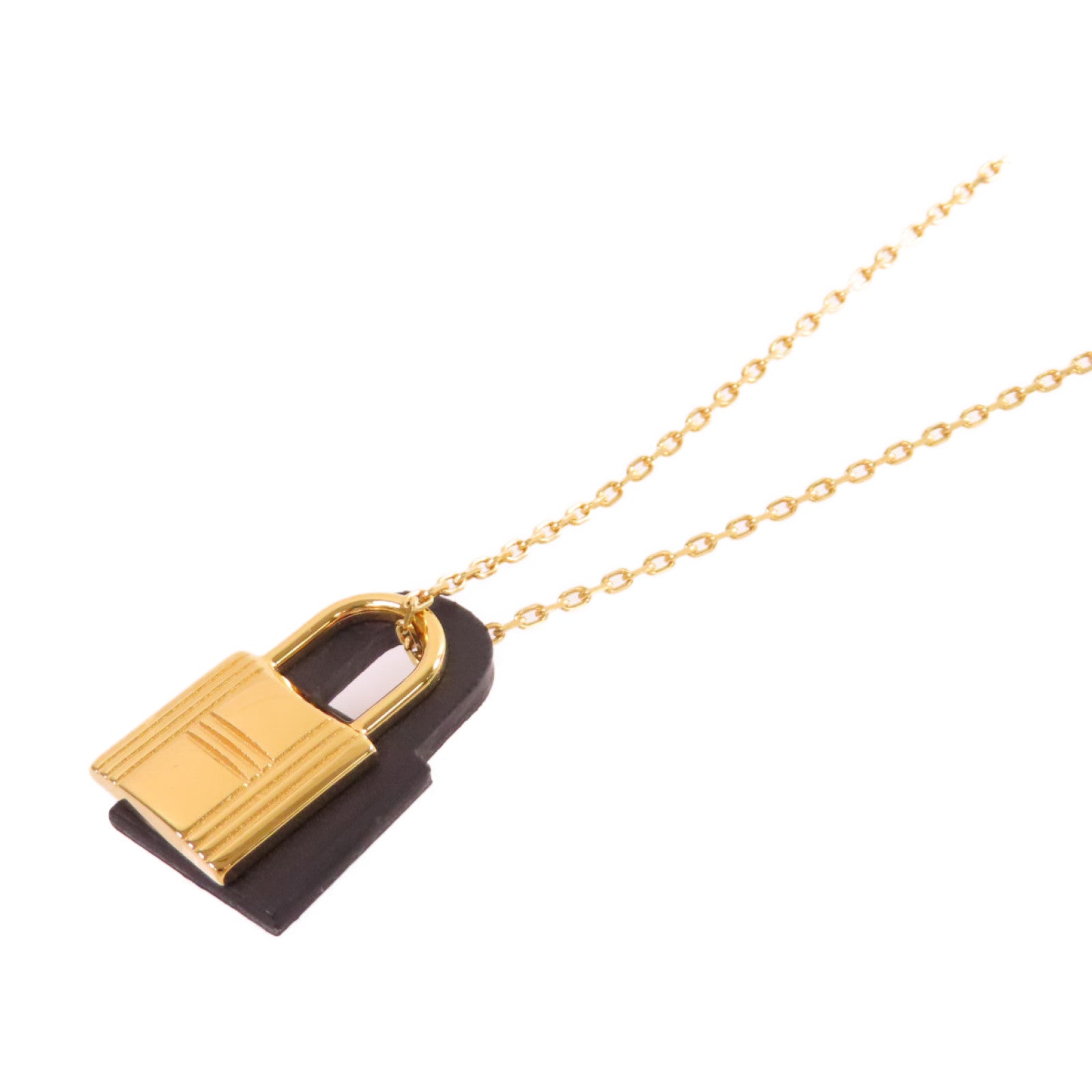 HERMES 金屬/Swift皮革O'Kelly Necklace項鏈金色/黑色