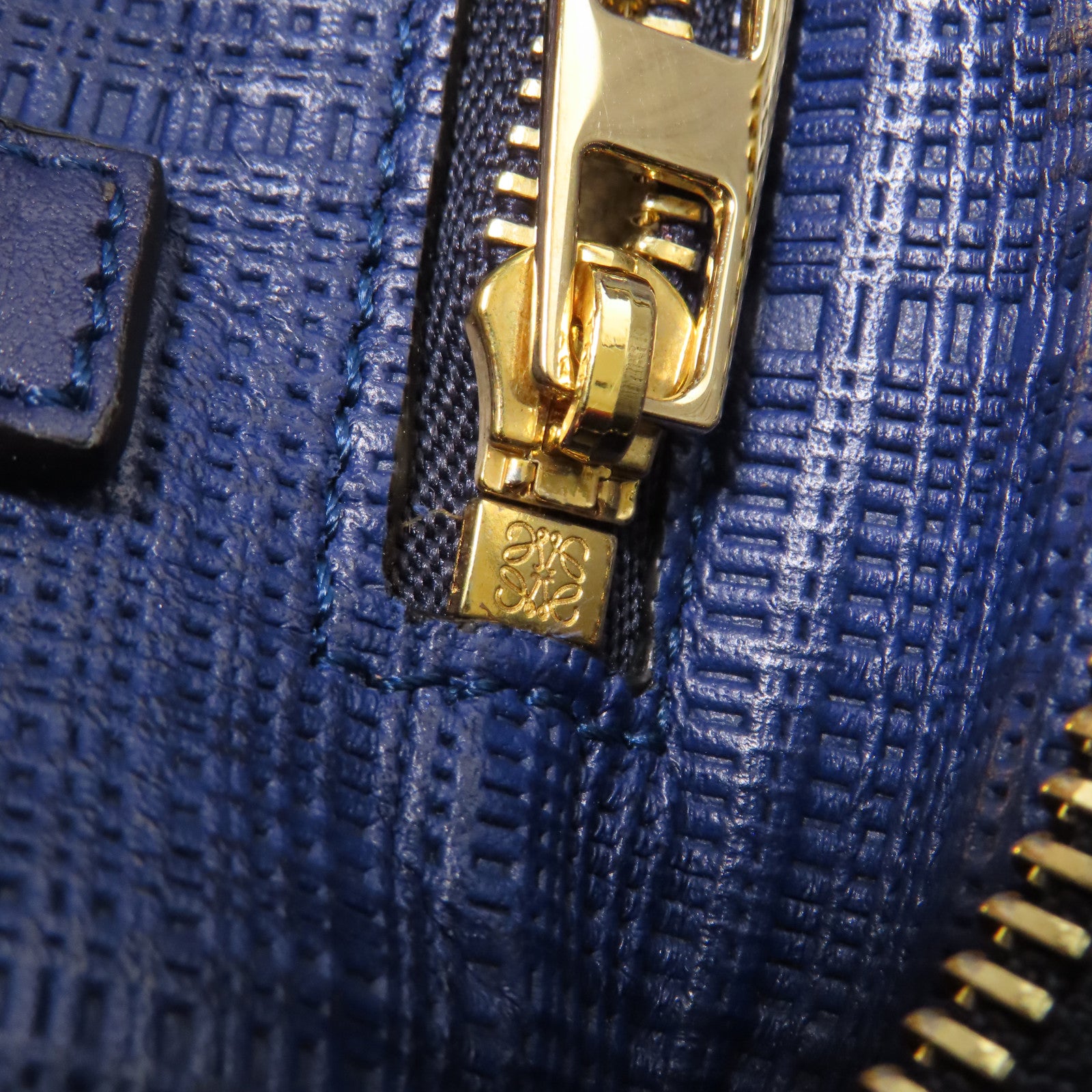LOEWE 牛皮皮革Tote Bag金扣手挽袋深藍色
