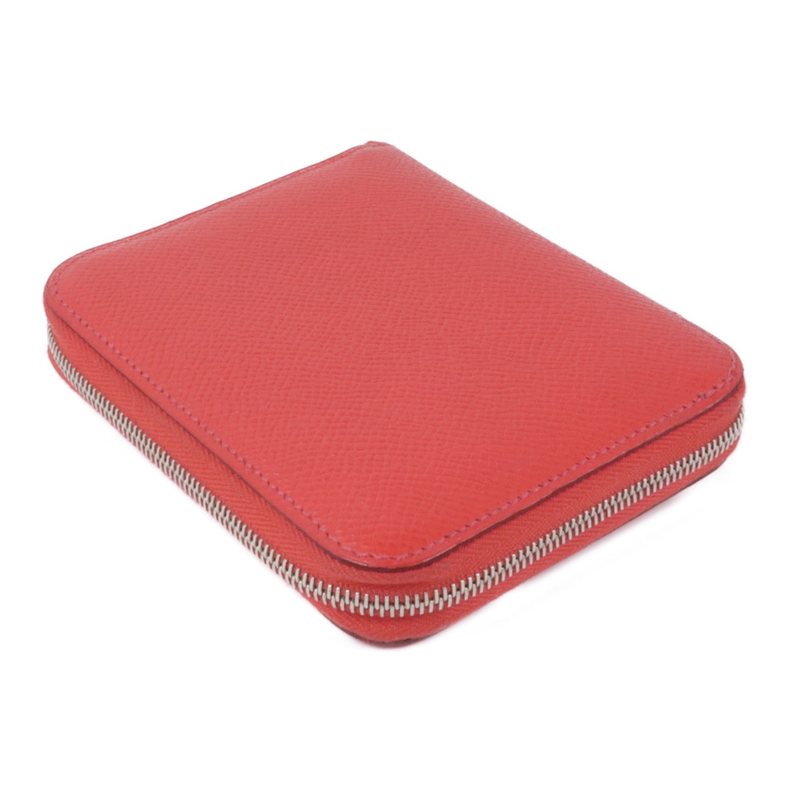 HERMES 【激減優惠】Epsom皮革Silk in Compact Wallet銀扣錢包Bougainvillier