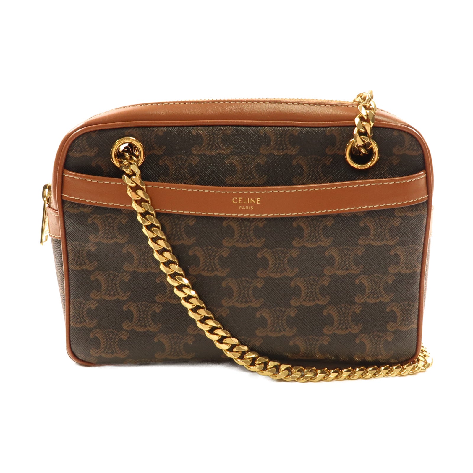 CELINE 塗層帆布Small Patapans金扣鏈帶肩背袋