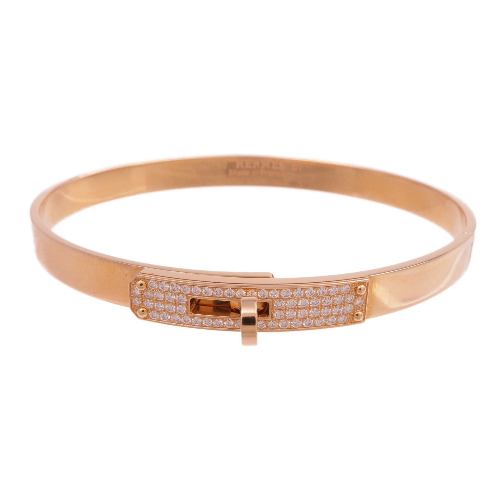 HERMES 18K玫瑰金Kelly Diamond Bracelet鑽石手鐲