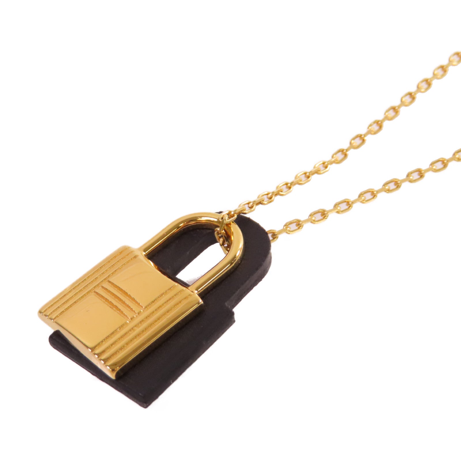 HERMES 金屬/Swift皮革O'Kelly Necklace項鏈金色/黑色