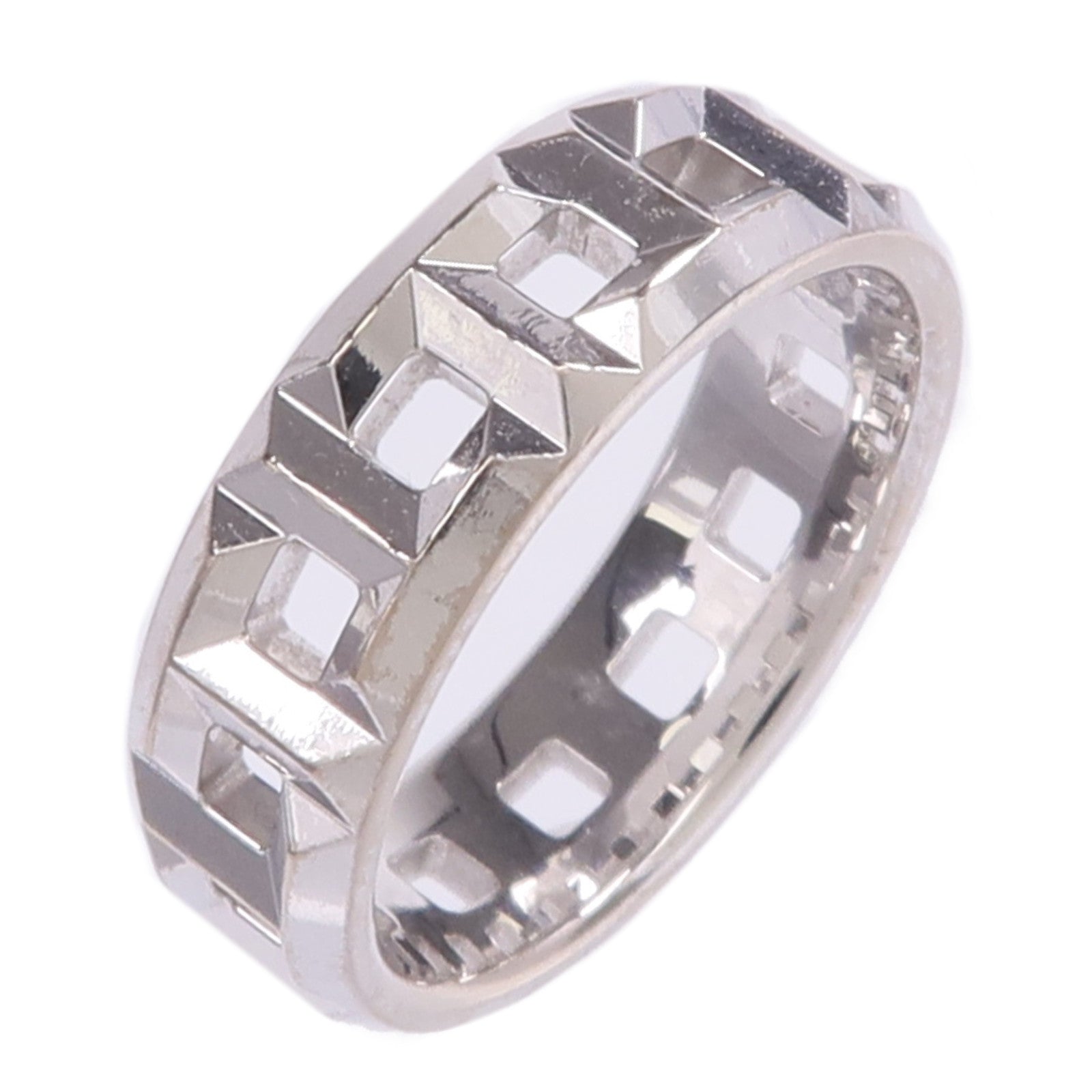 TIFFANY＆CO 18K白金T True Wide Ring戒指US#4.5