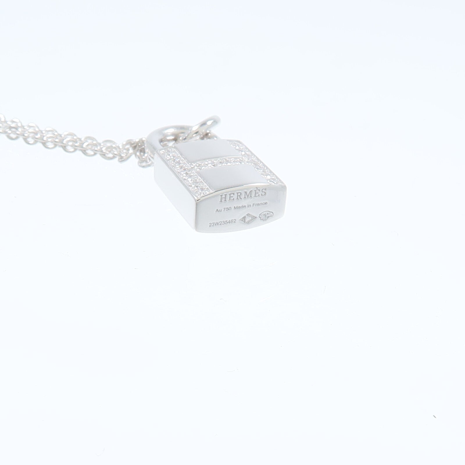 HERMES 18K白金Kelly Cadenas Pendant鑽石項鍊
