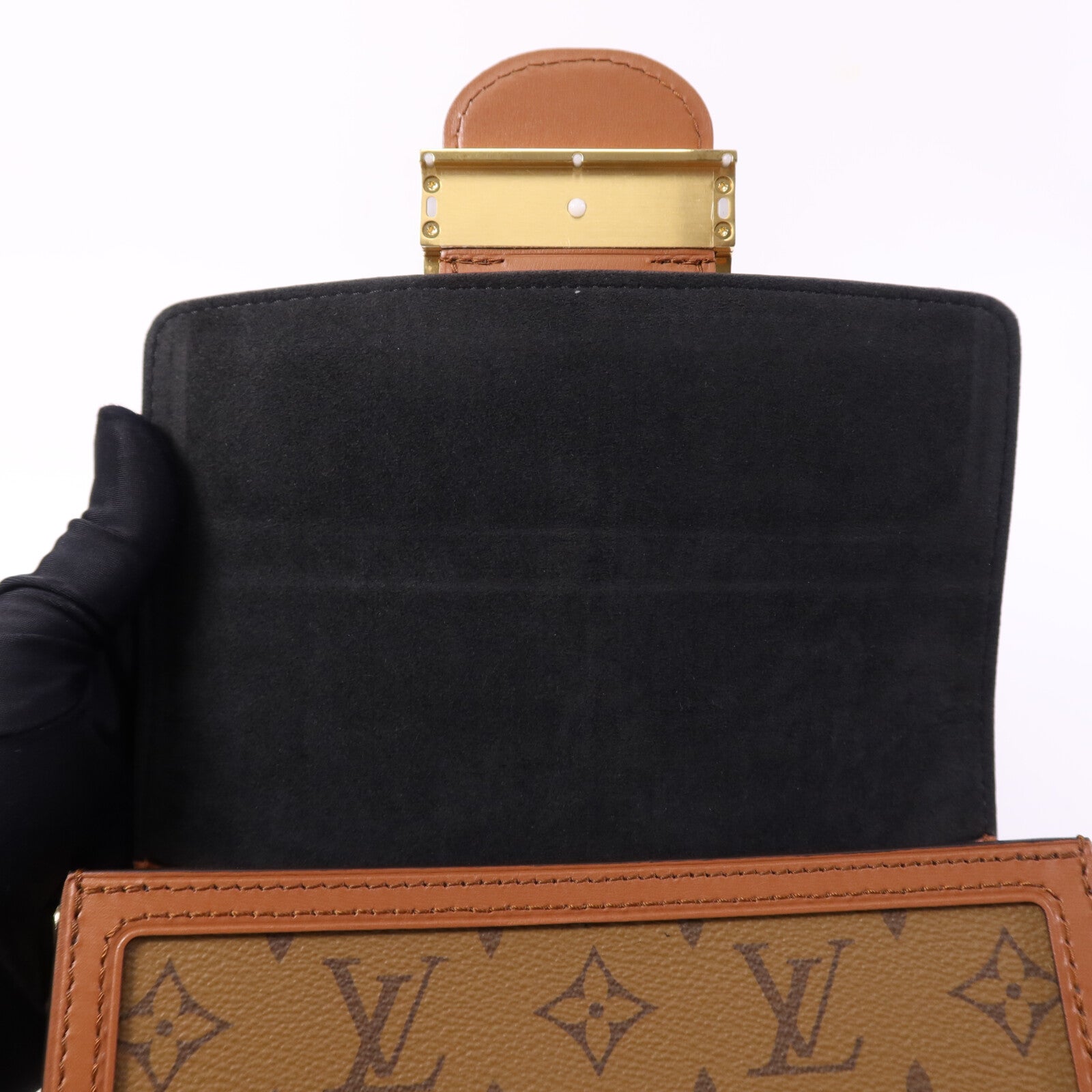 LOUIS VUITTON Monogram Reverse Mini Dauphine金扣肩背袋