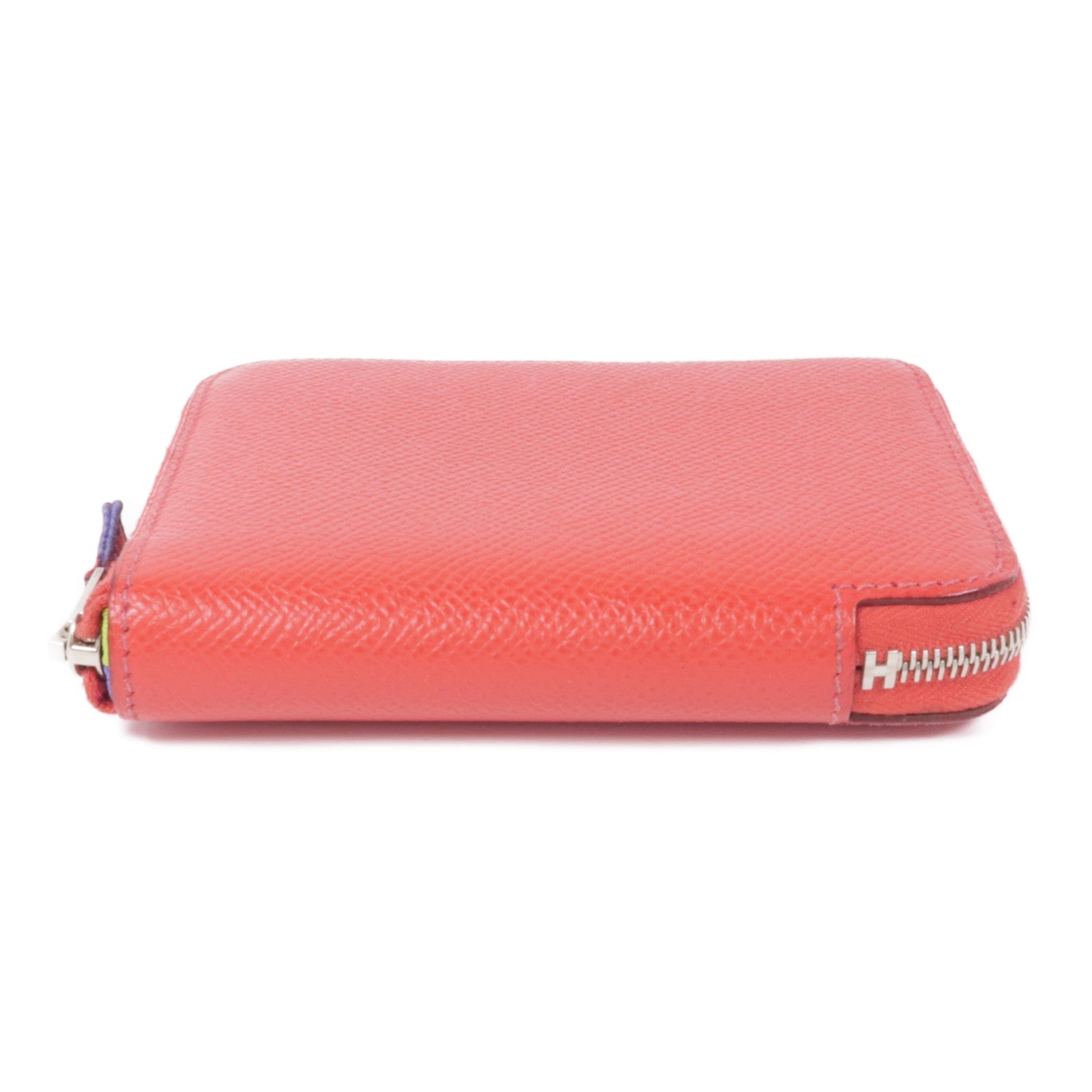 HERMES 【激減優惠】Epsom皮革Silk in Compact Wallet銀扣錢包Bougainvillier