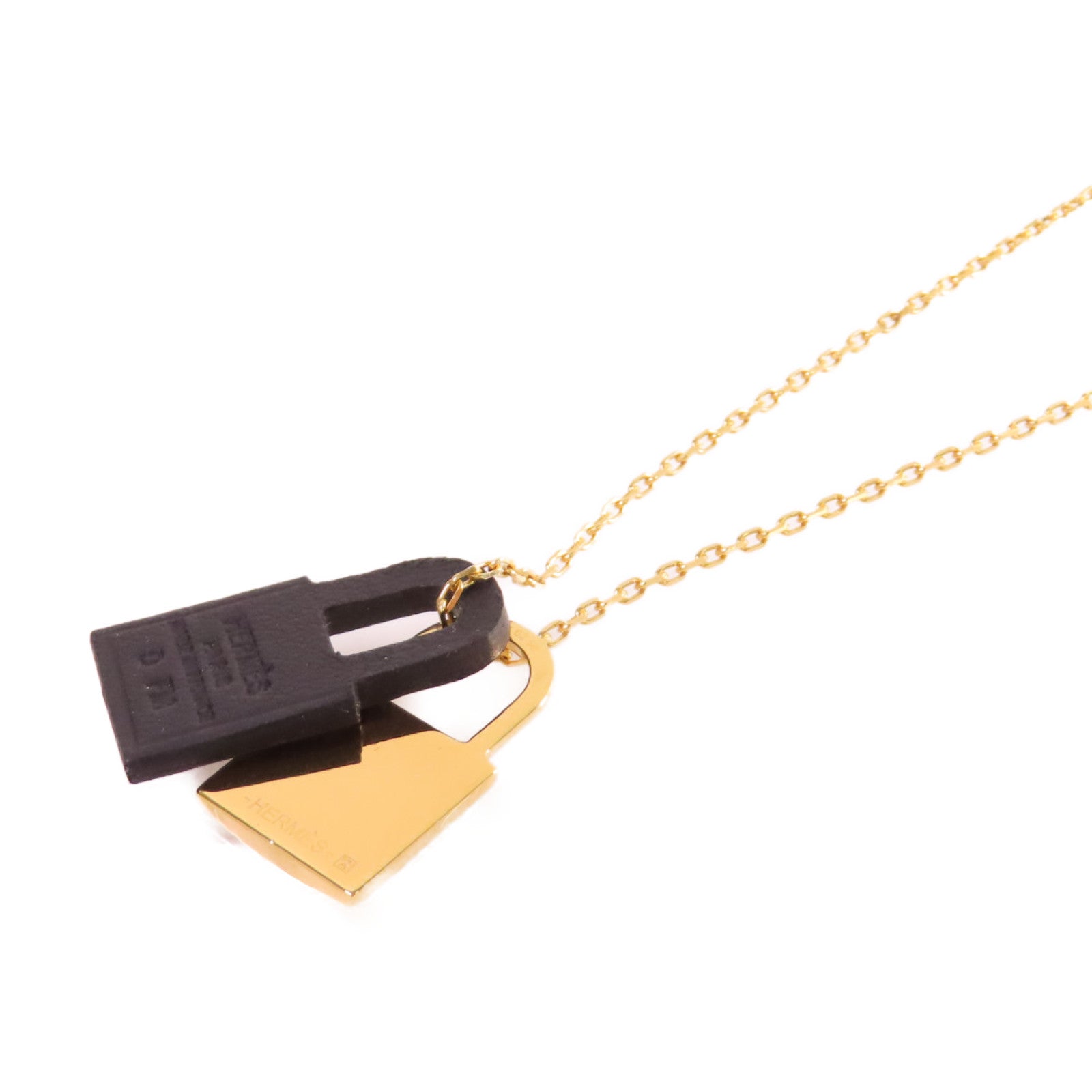 HERMES 金屬/Swift皮革O'Kelly Necklace項鏈金色/黑色