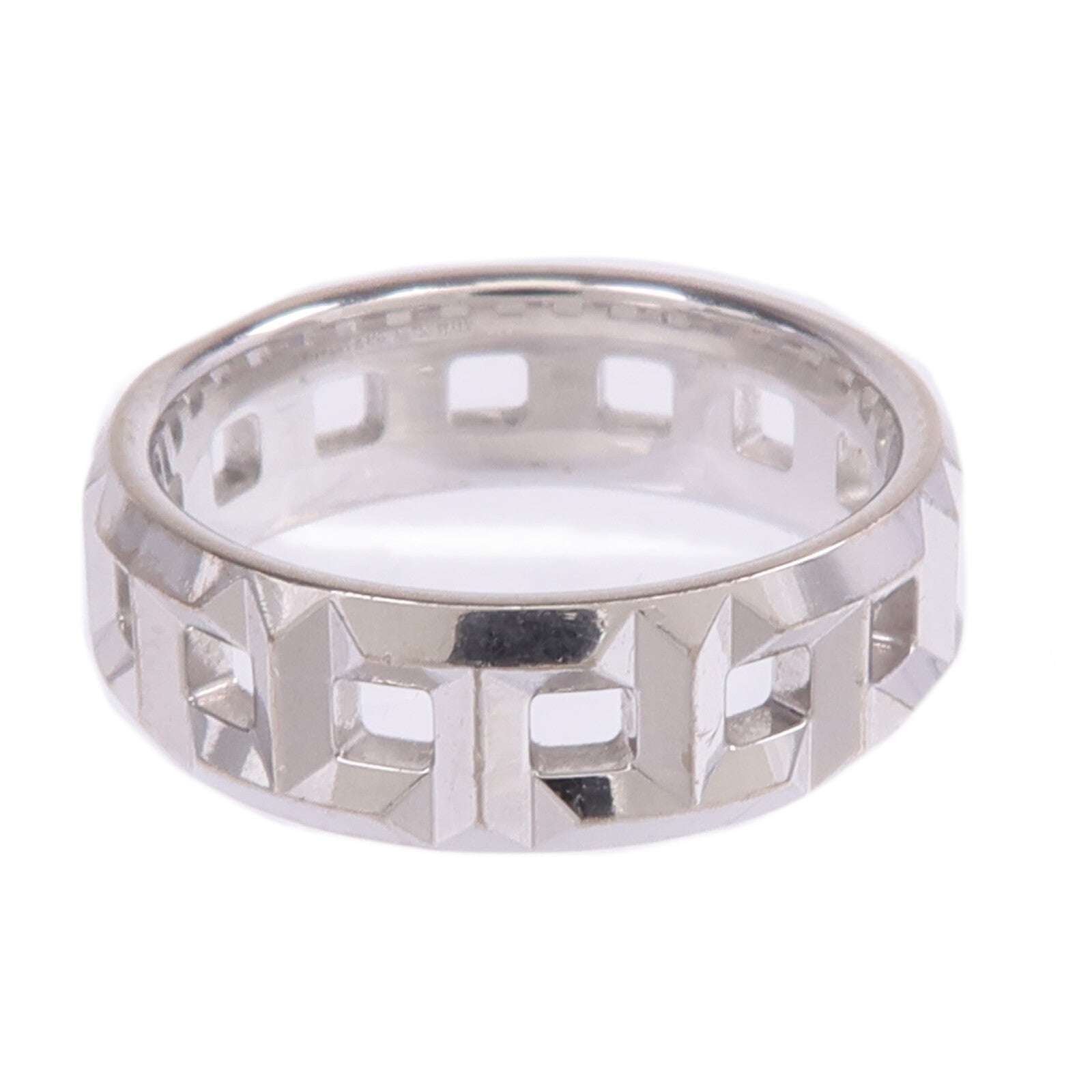 TIFFANY＆CO 18K白金T True Wide Ring戒指US#4.5
