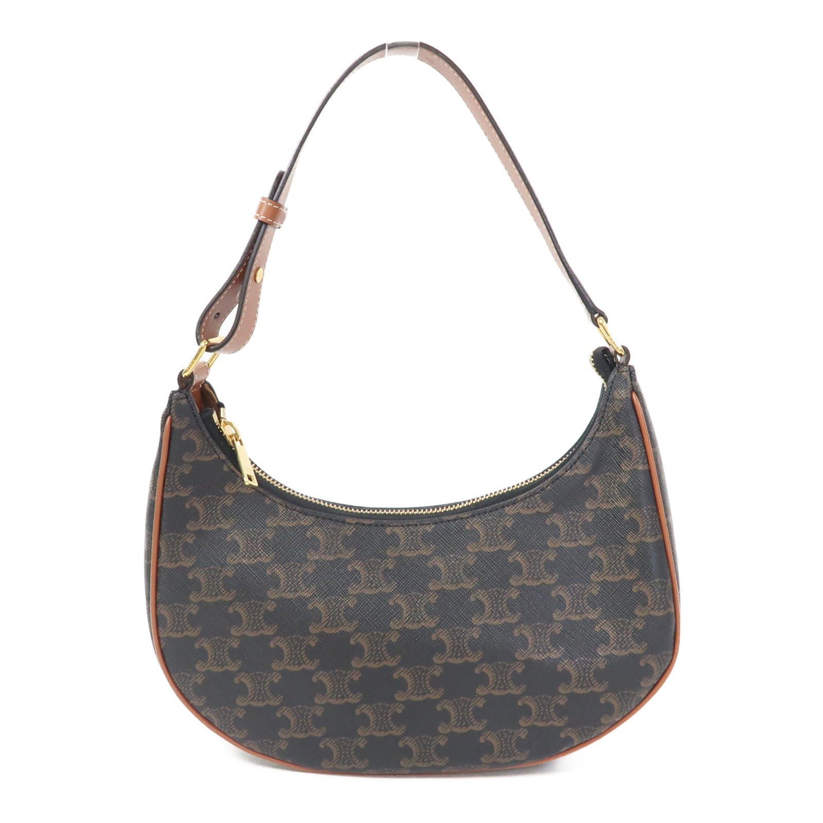 CELINE Triomphe帆布Ava金扣肩背袋啡色