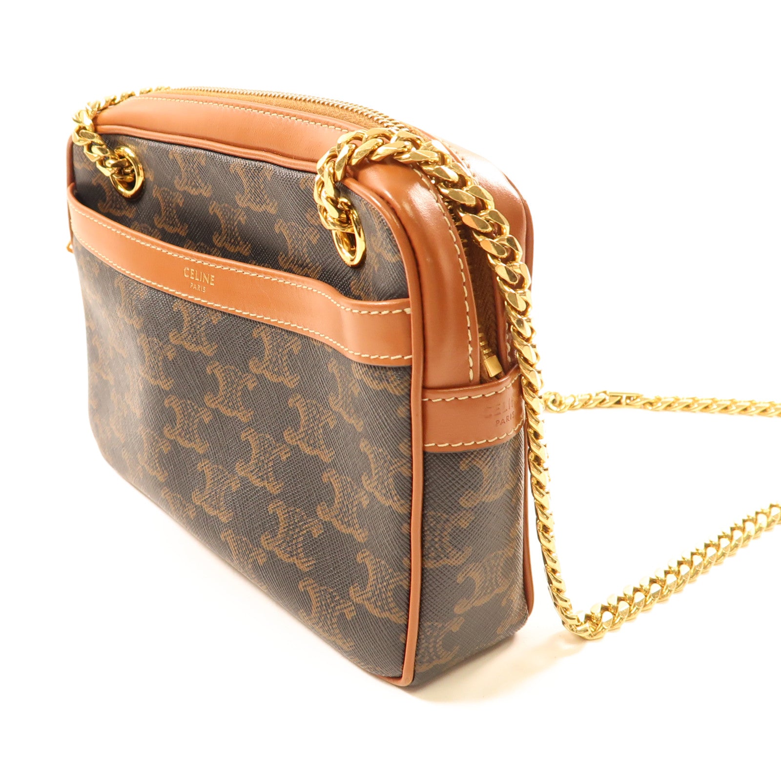 CELINE 塗層帆布Small Patapans金扣鏈帶肩背袋