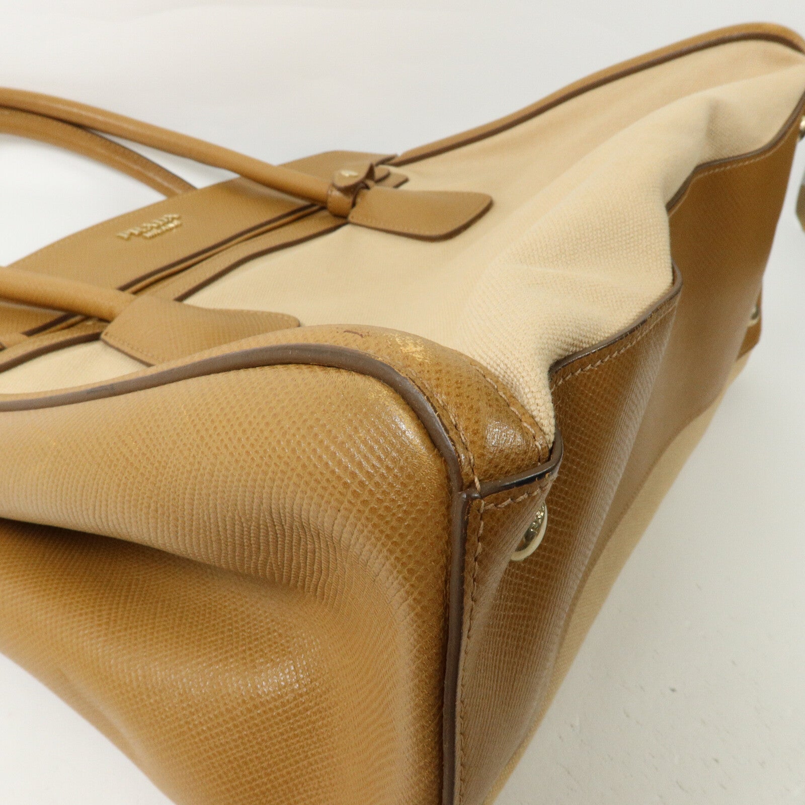 PRADA 牛皮皮革/帆布Hand Bag手挽袋