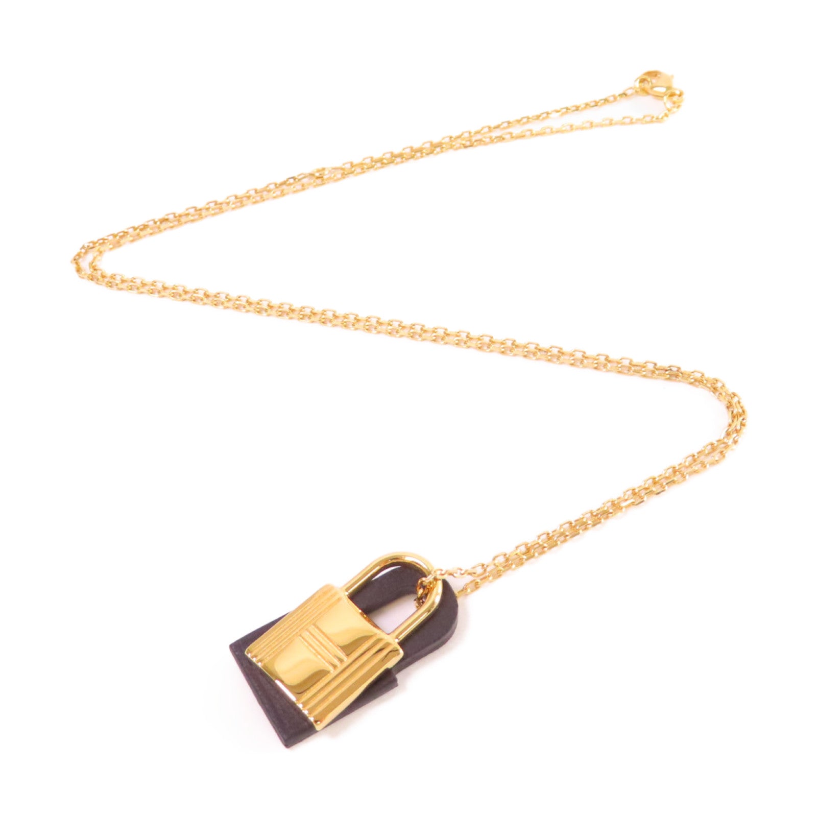 HERMES 金屬/Swift皮革O'Kelly Necklace項鏈金色/黑色