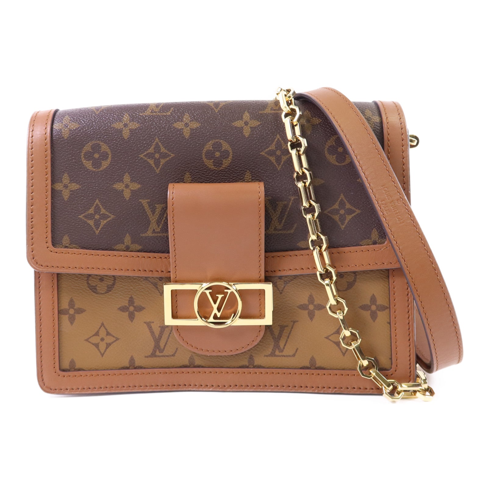 LOUIS VUITTON Monogram Reverse Dauphine MM金扣肩背袋