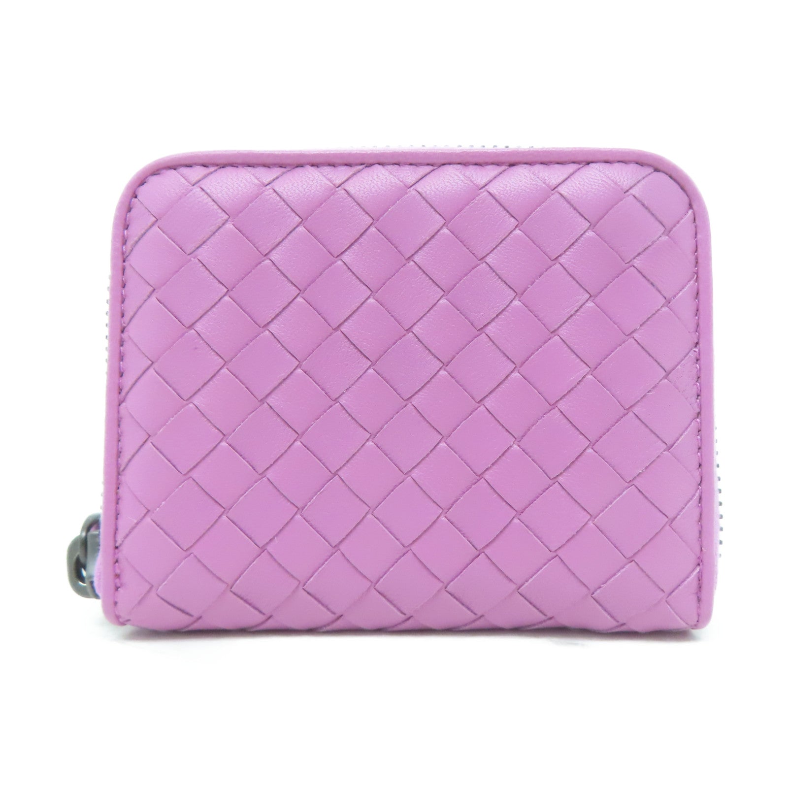BOTTEGA VENETA 【激減優惠】羊皮皮革Zipped Coin Purse銀扣零錢包紫色