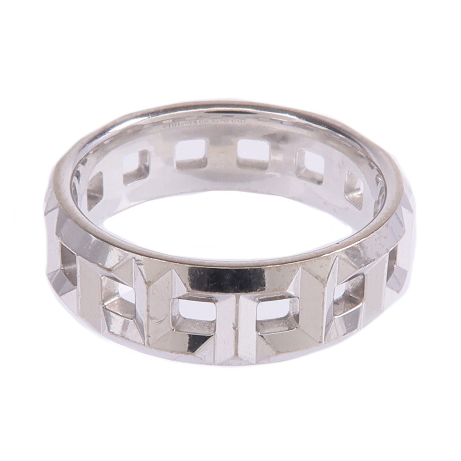 TIFFANY＆CO 18K白金T True Wide Ring戒指US#4.5