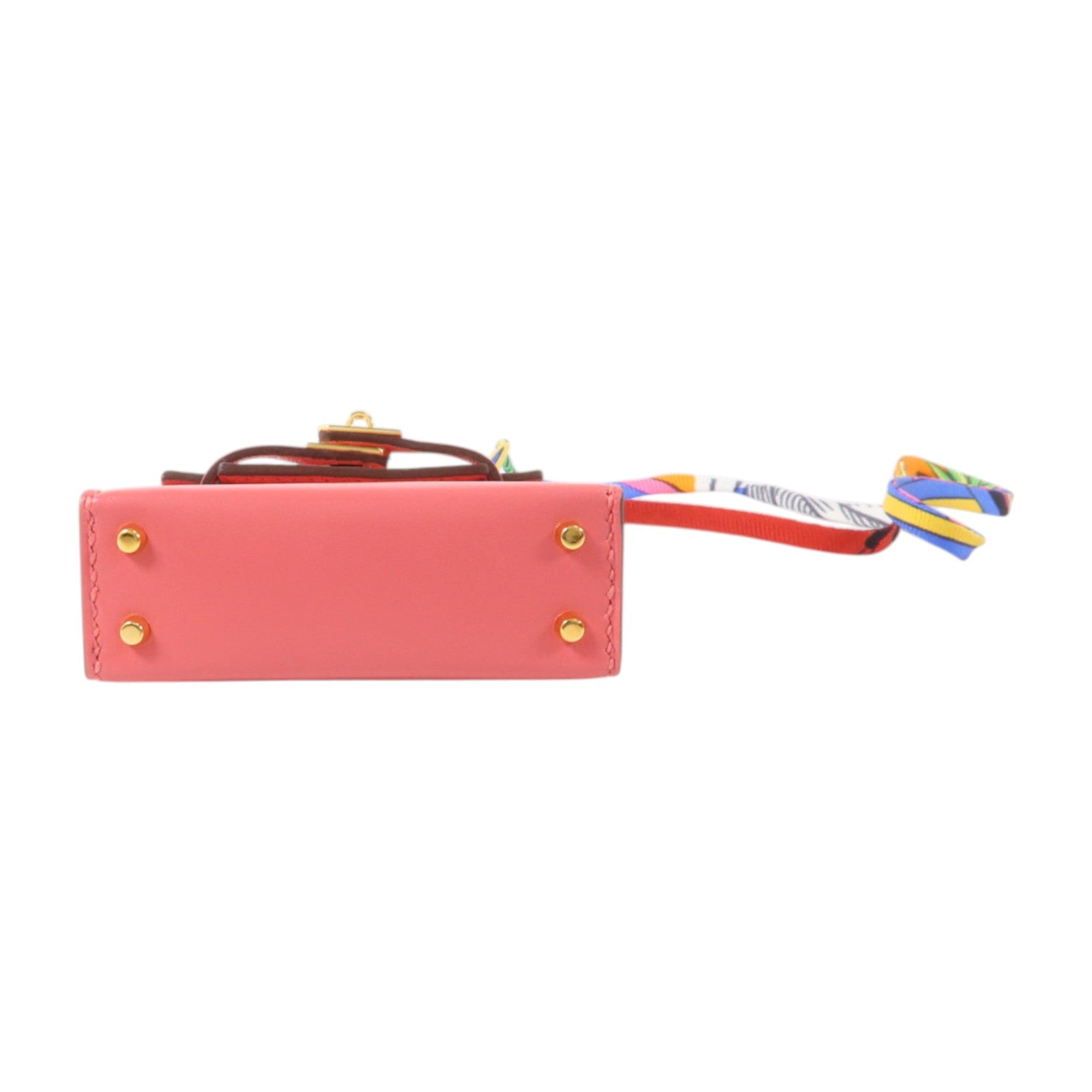HERMES Tadelakt皮革 Mini Kelly Twilly Bag Charm金扣掛飾Rose Azalee