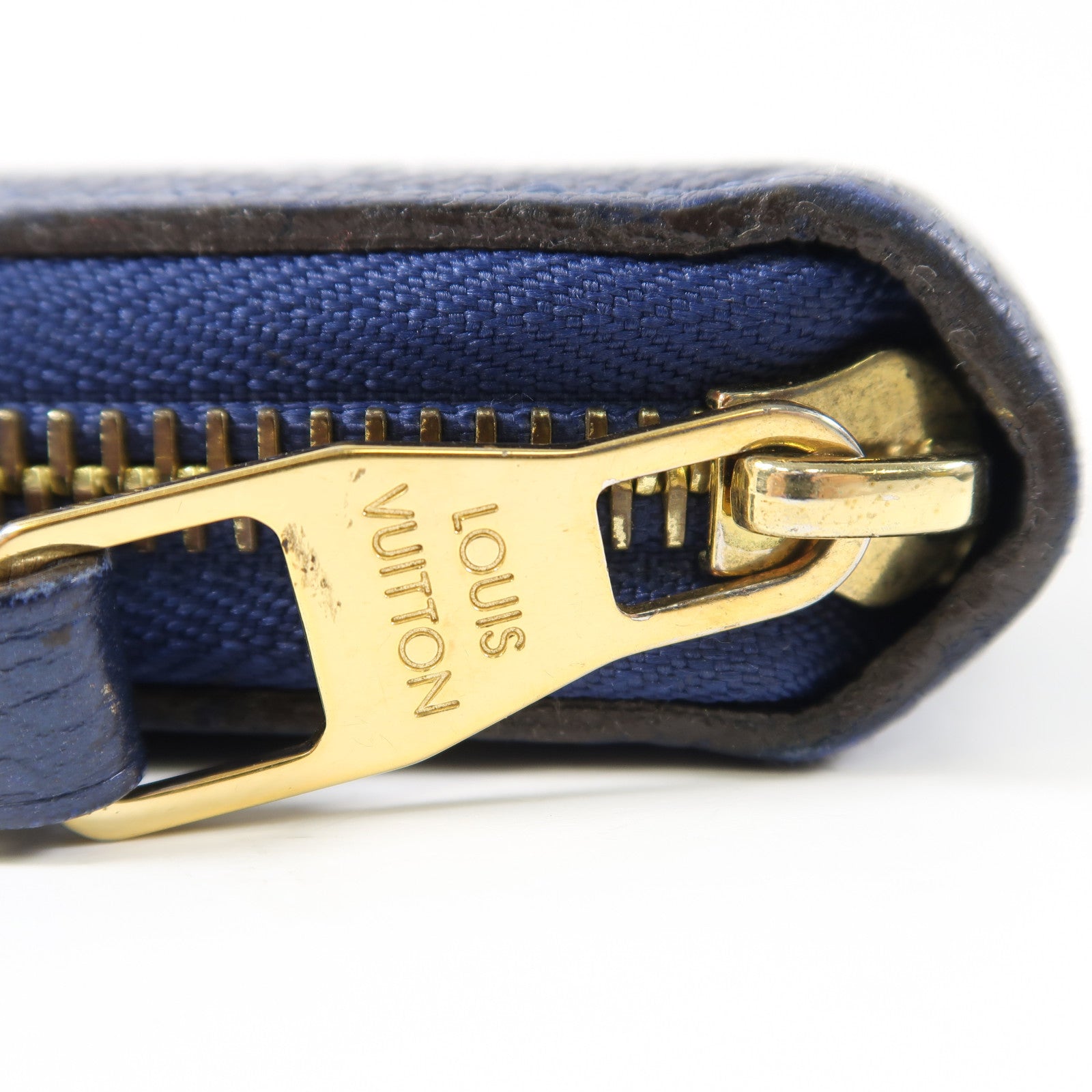 LOUIS VUITTON Monogram Empreinte Zippy Long Wallet金扣長錢包藍色