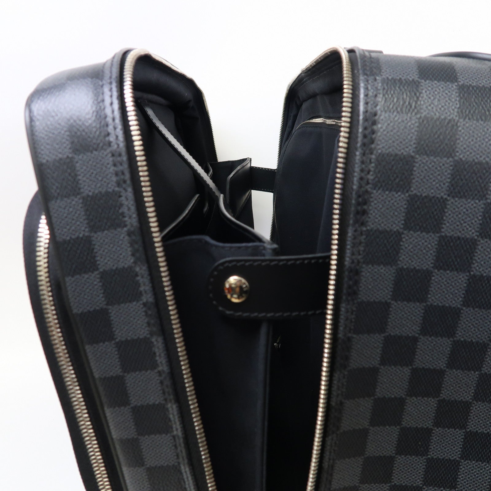 LOUIS VUITTON Damier Graphite Pilot Case銀扣行李箱黑色