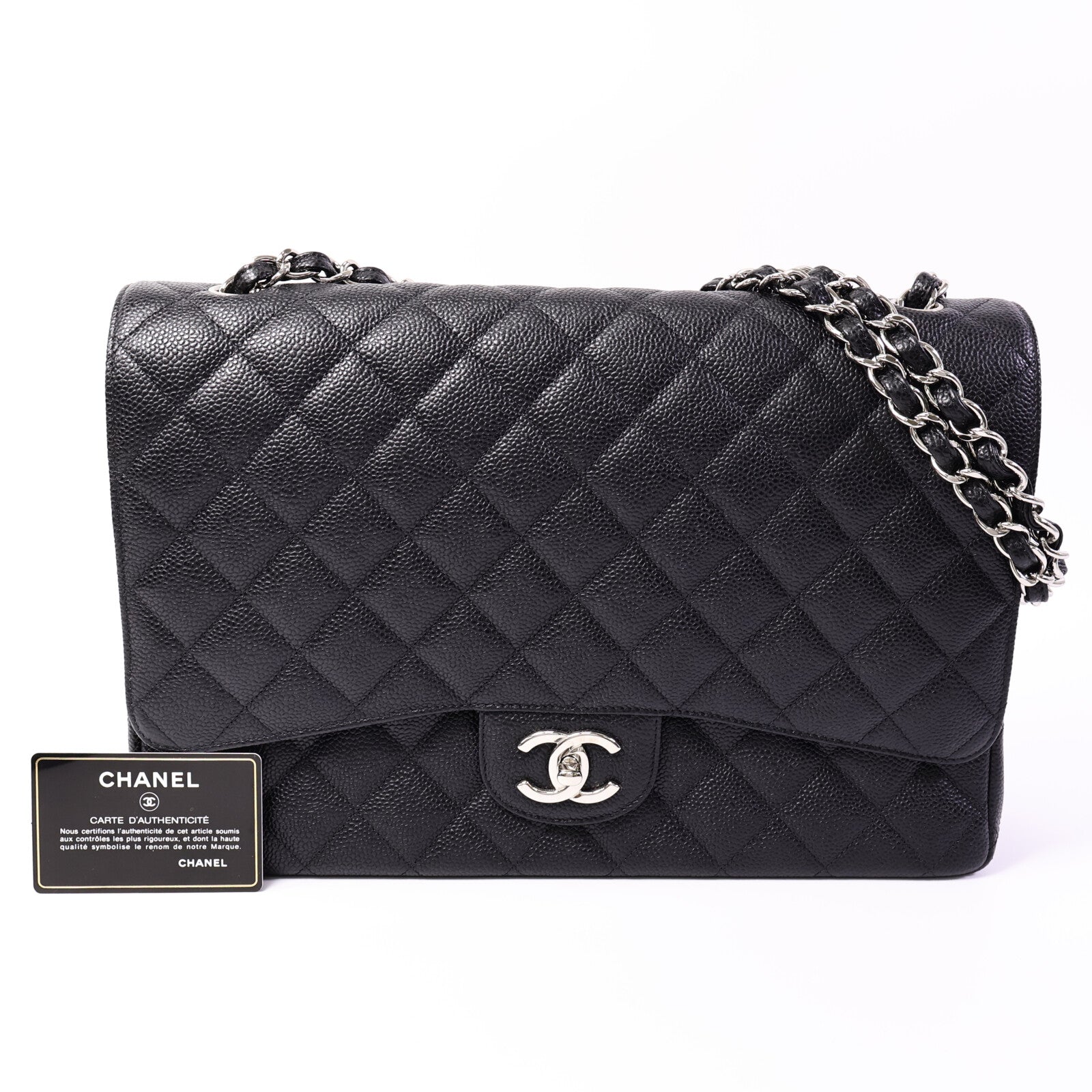 CHANEL 牛皮皮革Maxi Classic鏈帶肩背袋