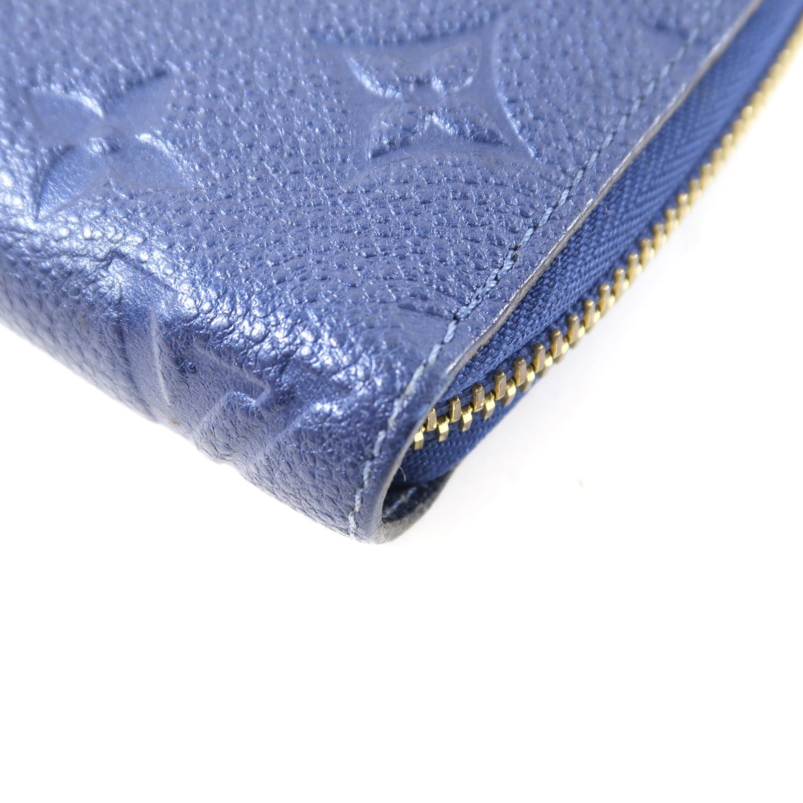 LOUIS VUITTON Monogram Empreinte Zippy Long Wallet金扣長錢包藍色