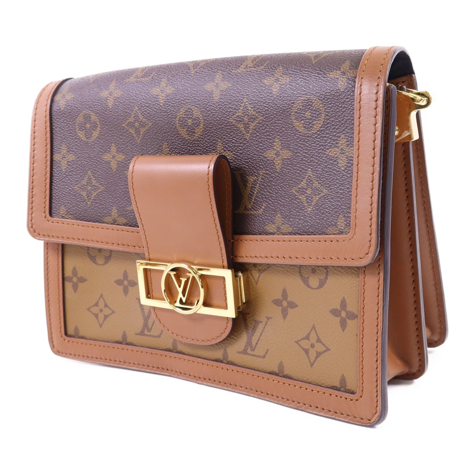 LOUIS VUITTON Monogram Reverse Dauphine MM金扣肩背袋
