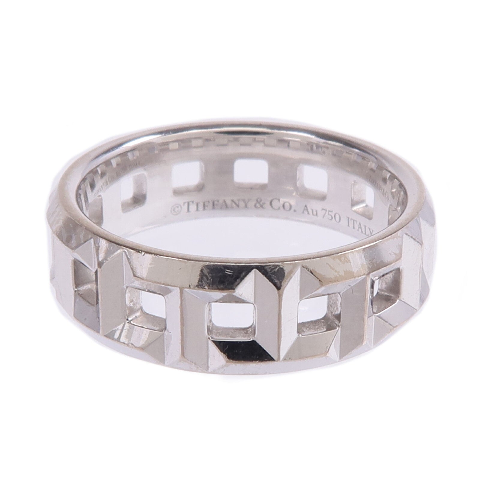 TIFFANY＆CO 18K白金T True Wide Ring戒指US#4.5